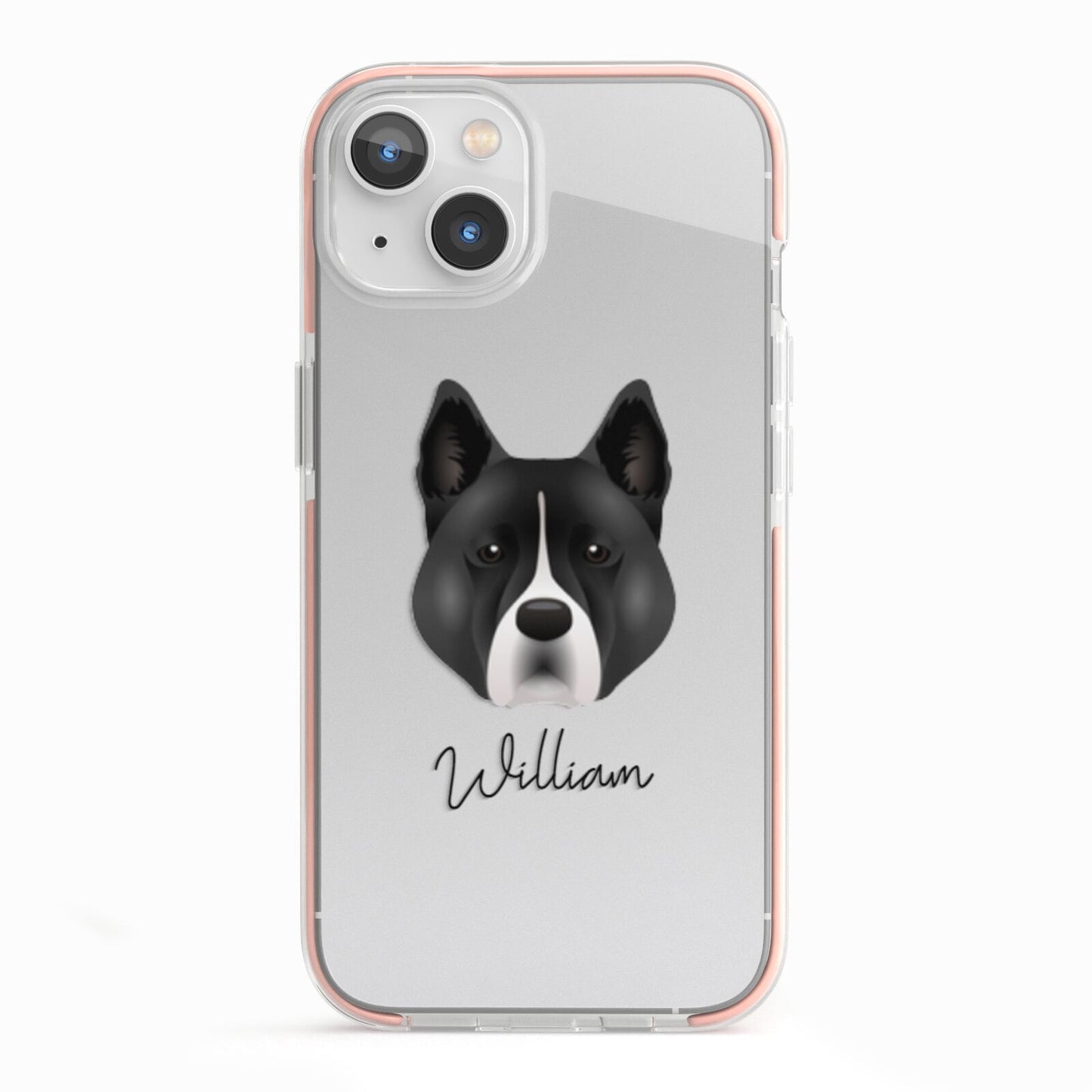 Akita Personalised iPhone 13 TPU Impact Case with Pink Edges