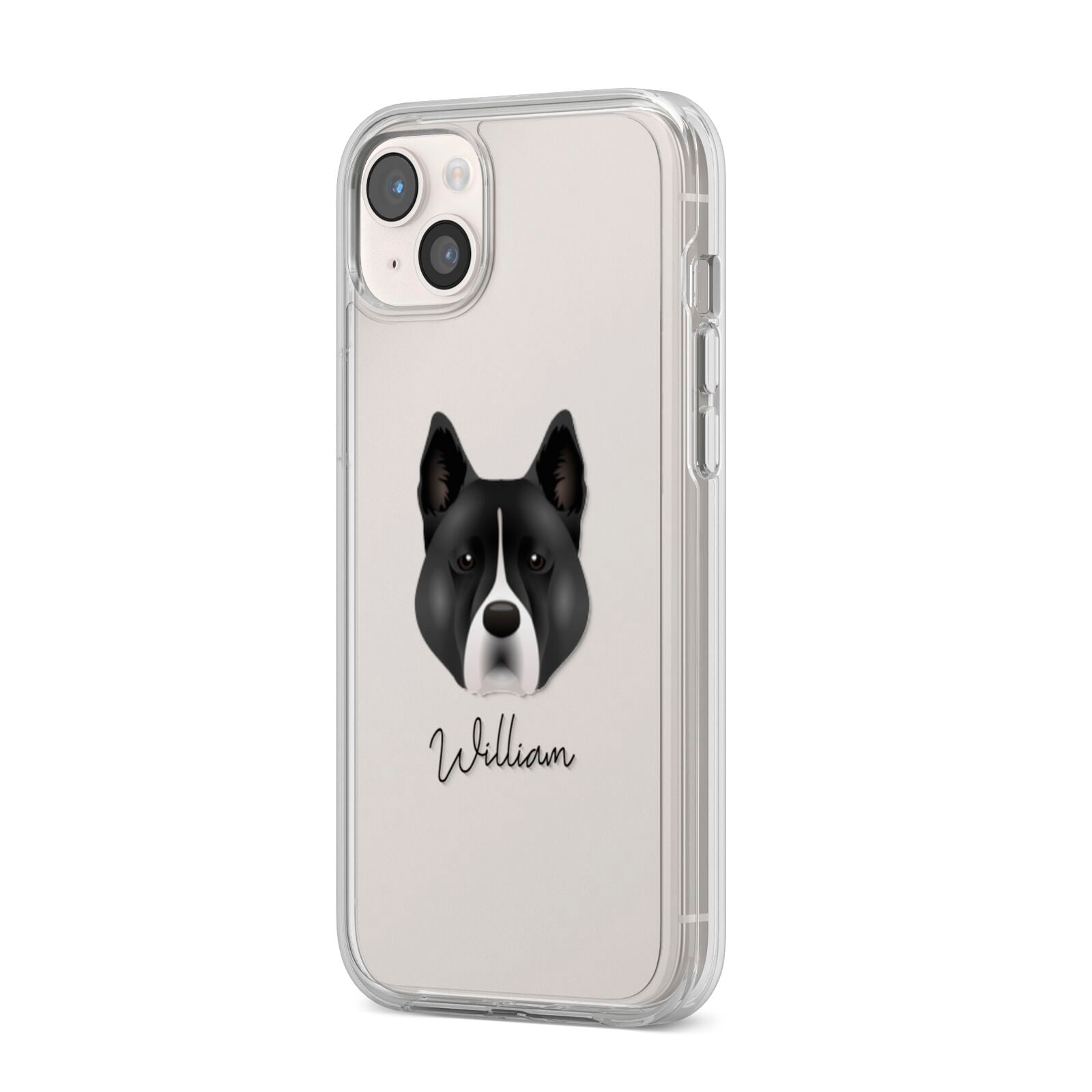 Akita Personalised iPhone 14 Plus Clear Tough Case Starlight Angled Image