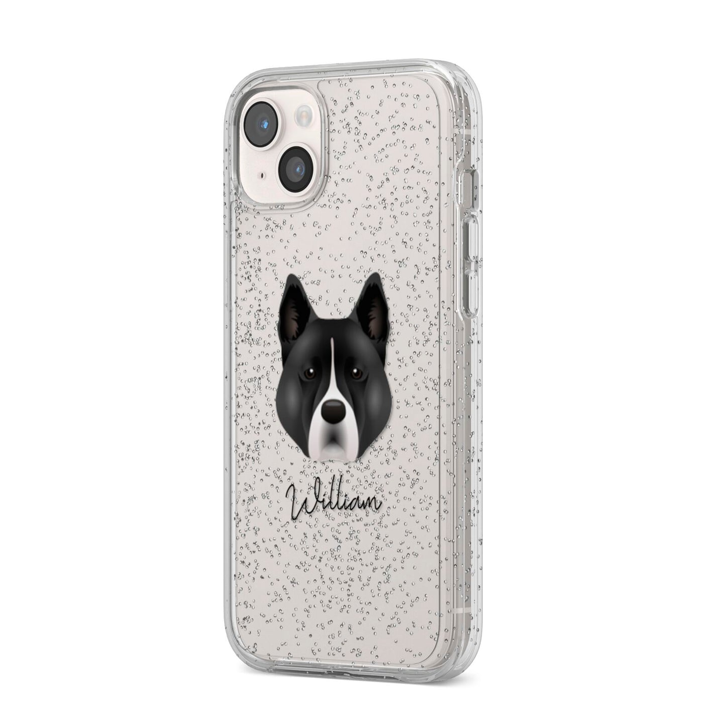 Akita Personalised iPhone 14 Plus Glitter Tough Case Starlight Angled Image