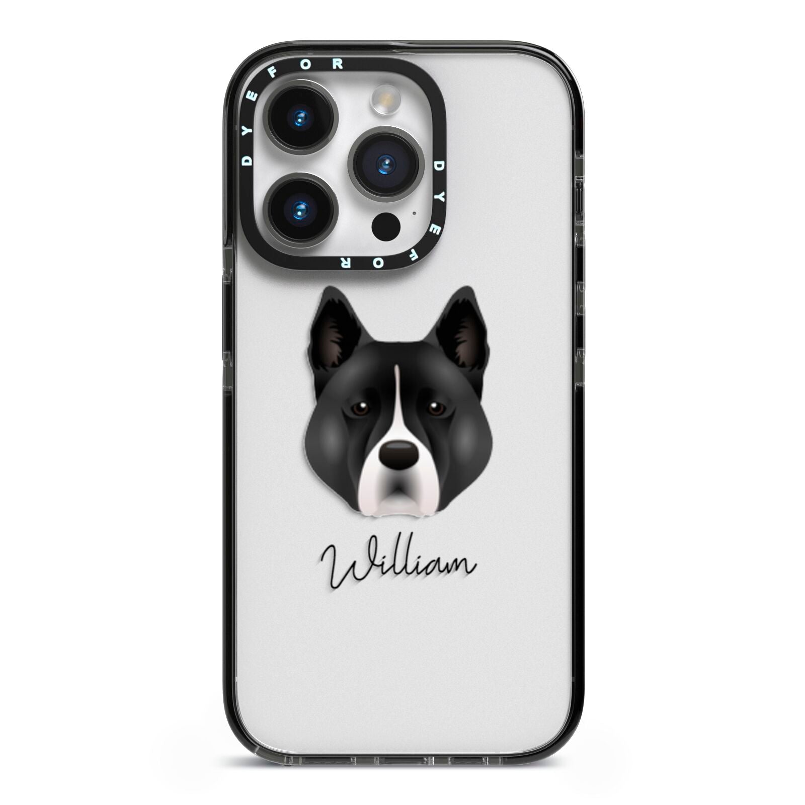 Akita Personalised iPhone 14 Pro Black Impact Case on Silver phone