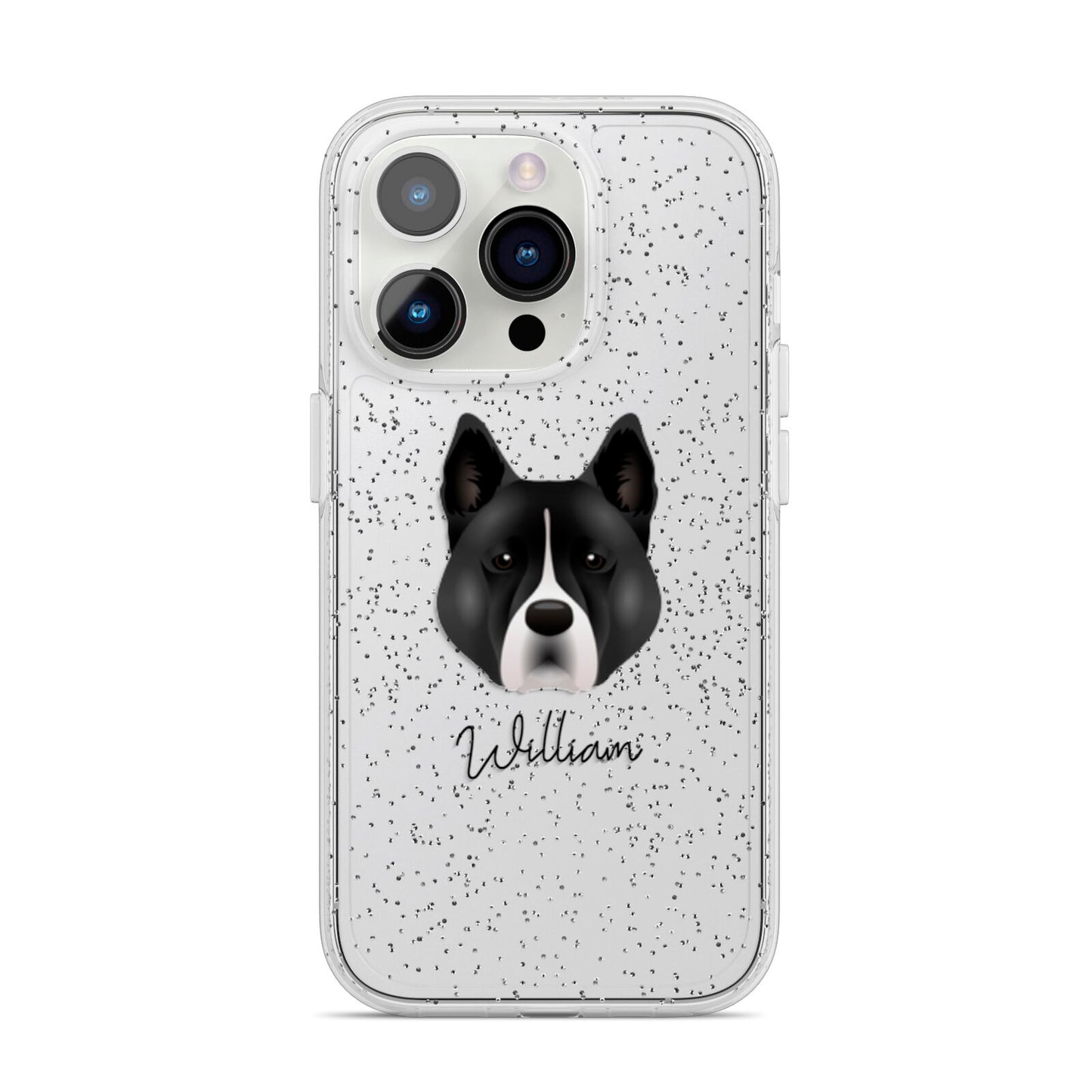 Akita Personalised iPhone 14 Pro Glitter Tough Case Silver