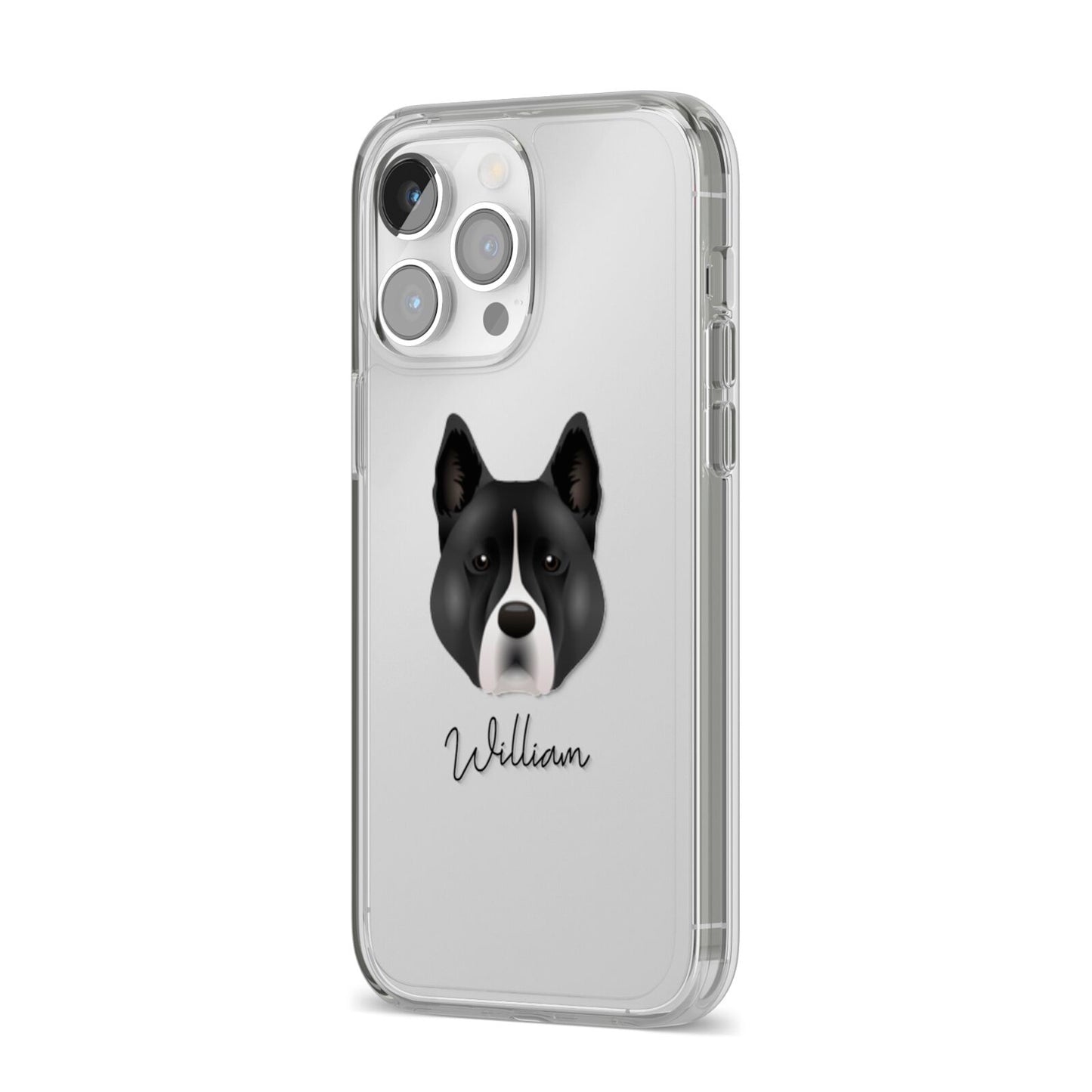 Akita Personalised iPhone 14 Pro Max Clear Tough Case Silver Angled Image
