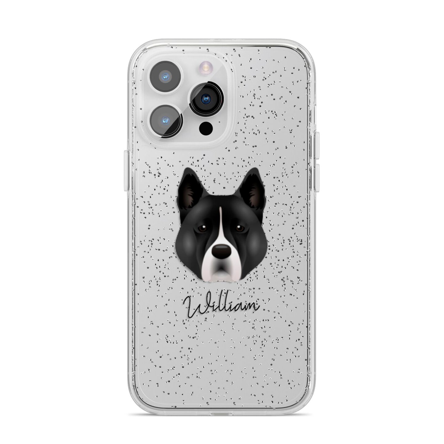 Akita Personalised iPhone 14 Pro Max Glitter Tough Case Silver