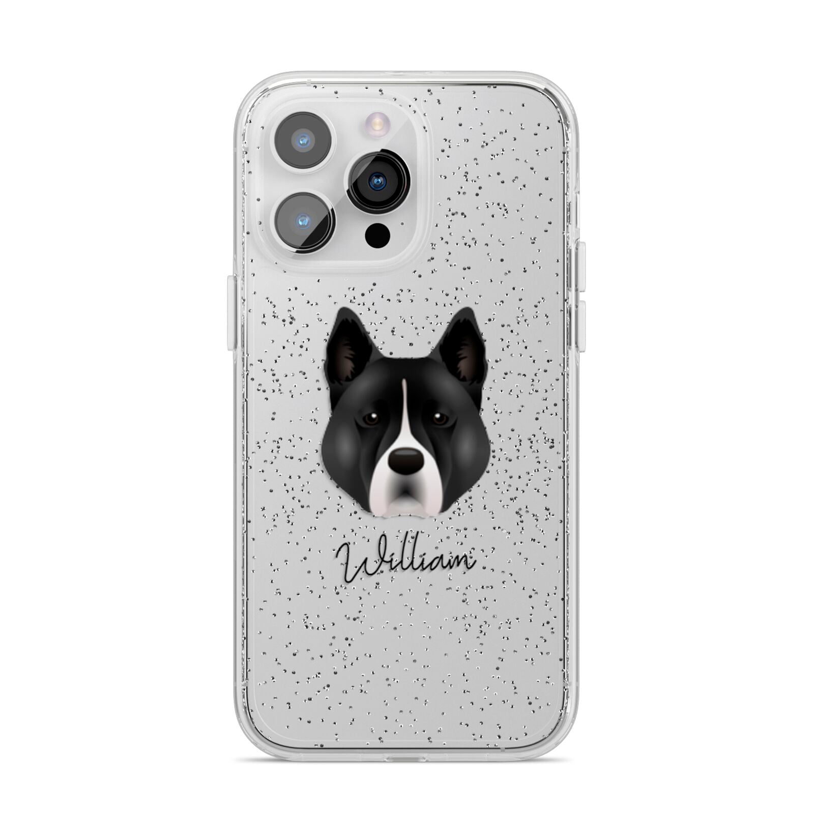 Akita Personalised iPhone 14 Pro Max Glitter Tough Case Silver