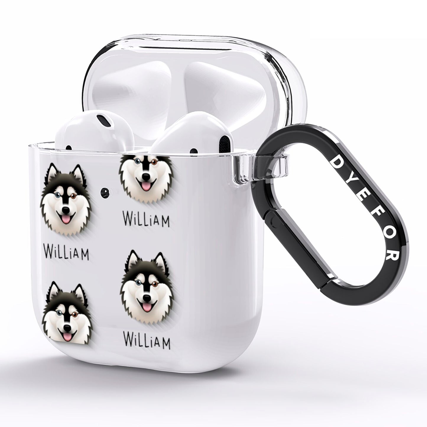 Alaskan Klee Kai Icon with Name AirPods Clear Case Side Image