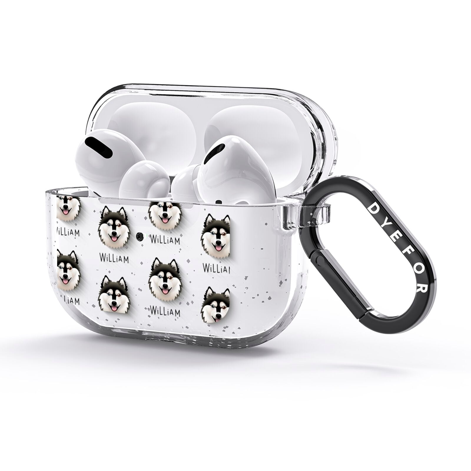 Alaskan Klee Kai Icon with Name AirPods Glitter Case 3rd Gen Side Image