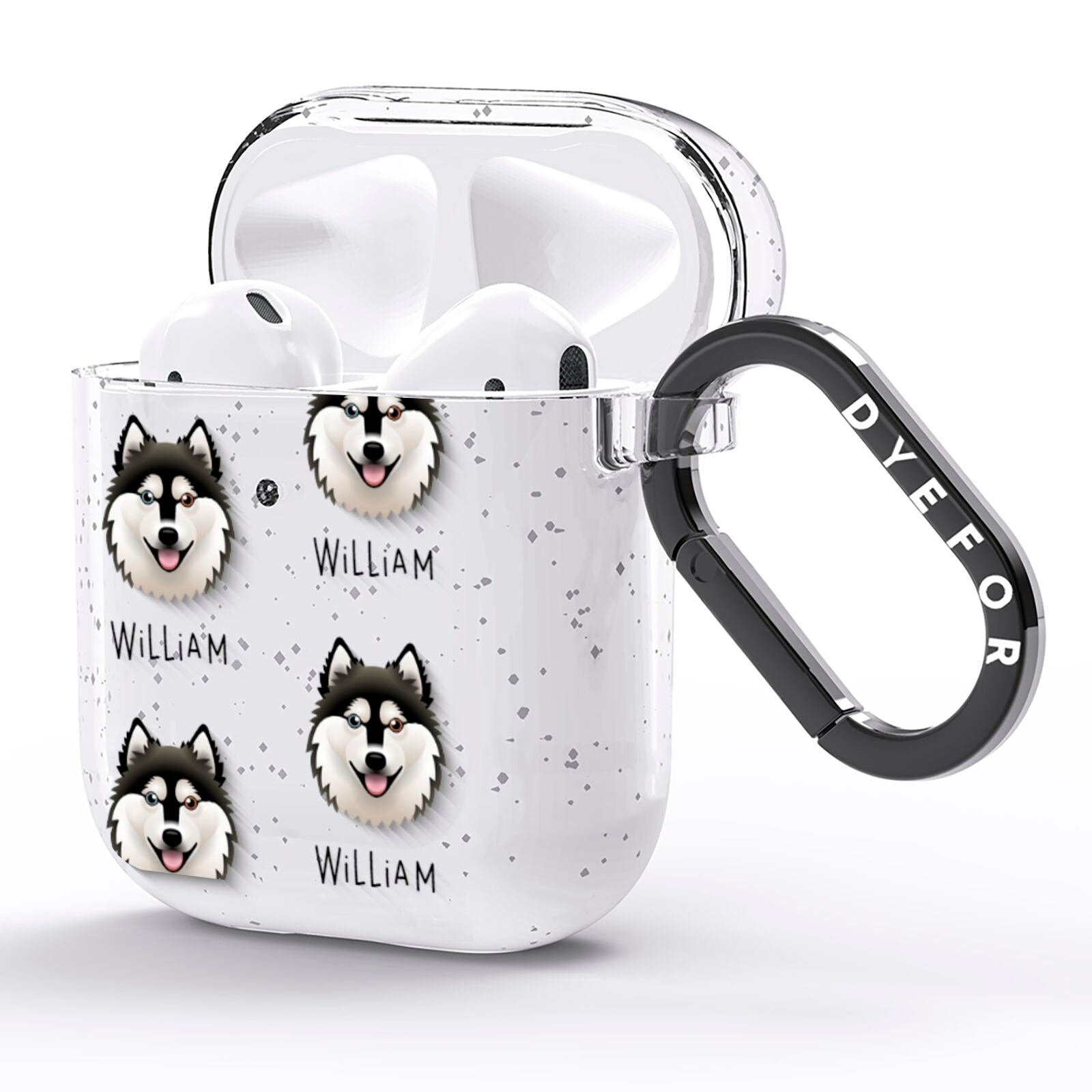 Alaskan Klee Kai Icon with Name AirPods Glitter Case Side Image