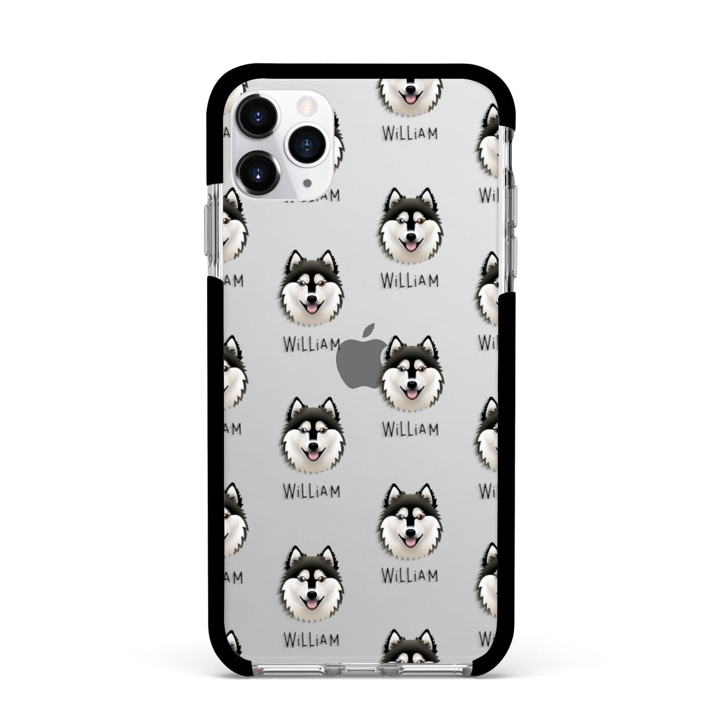 Alaskan Klee Kai Icon with Name Apple iPhone 11 Pro Max in Silver with Black Impact Case