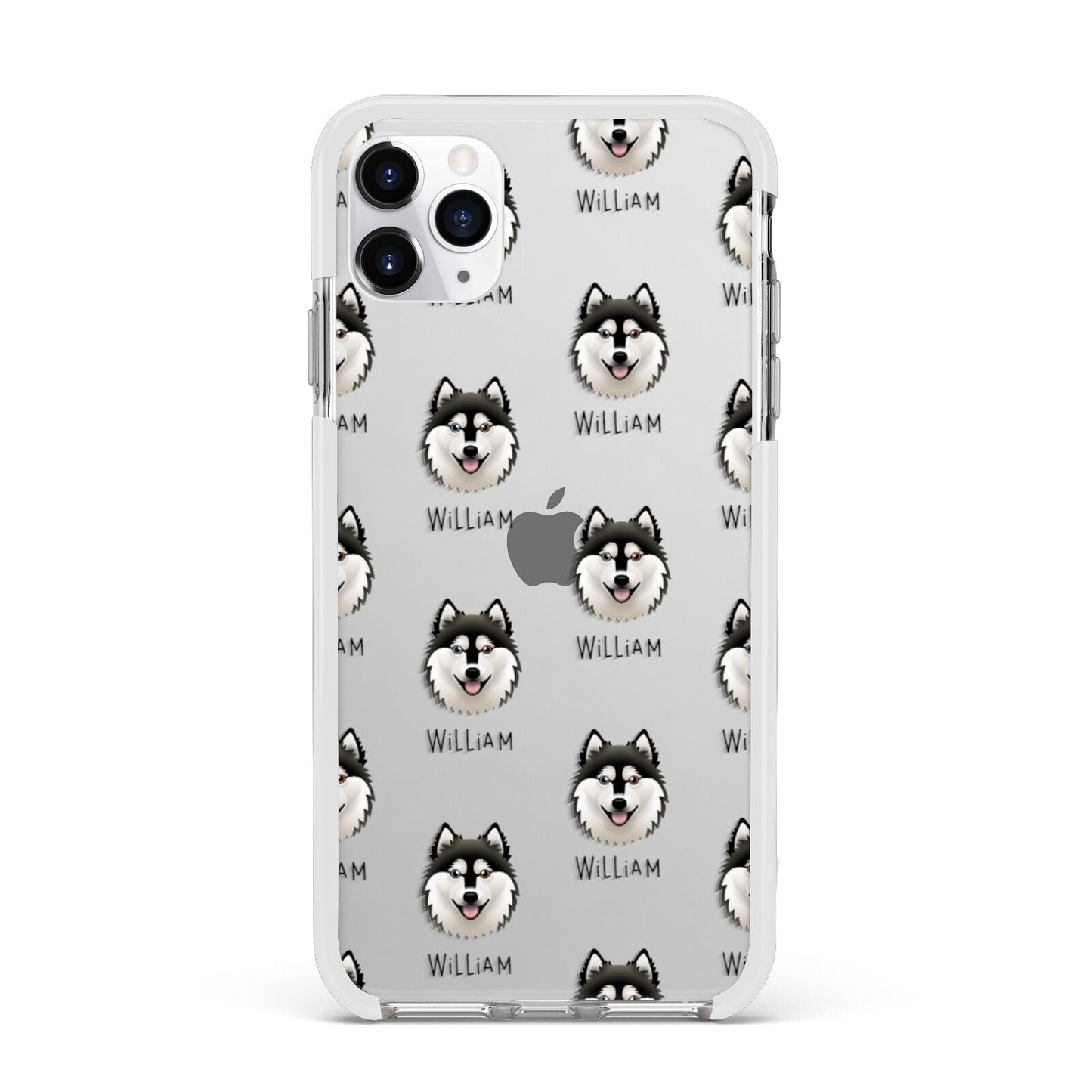 Alaskan Klee Kai Icon with Name Apple iPhone 11 Pro Max in Silver with White Impact Case