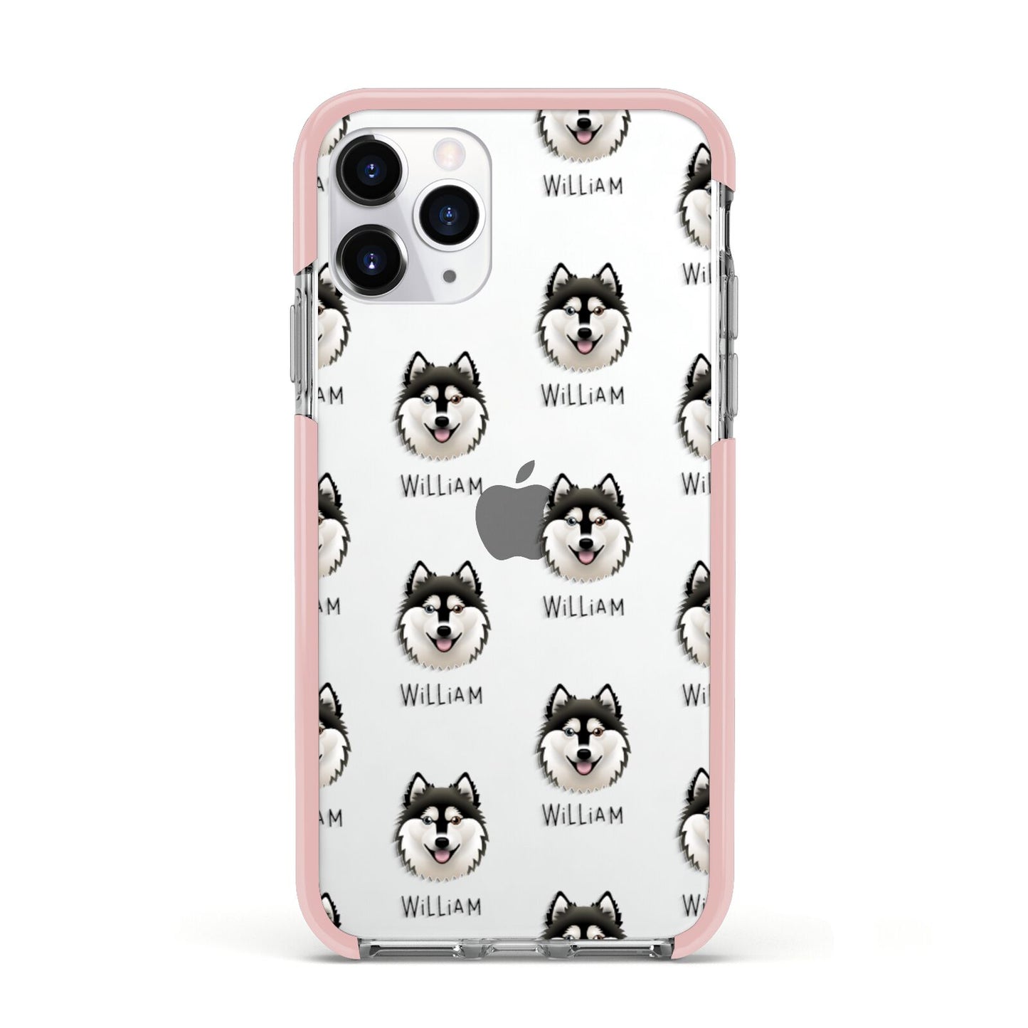 Alaskan Klee Kai Icon with Name Apple iPhone 11 Pro in Silver with Pink Impact Case