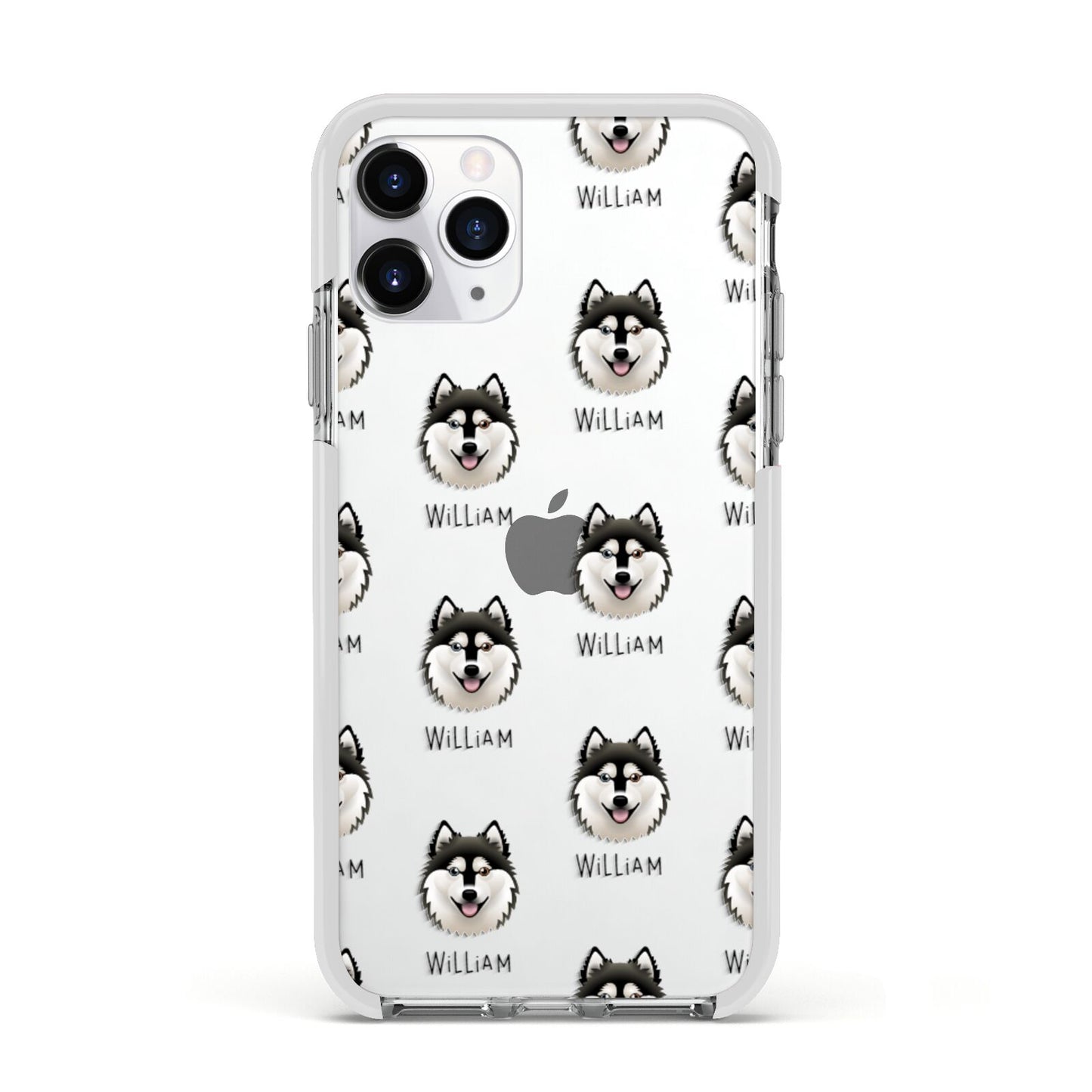 Alaskan Klee Kai Icon with Name Apple iPhone 11 Pro in Silver with White Impact Case