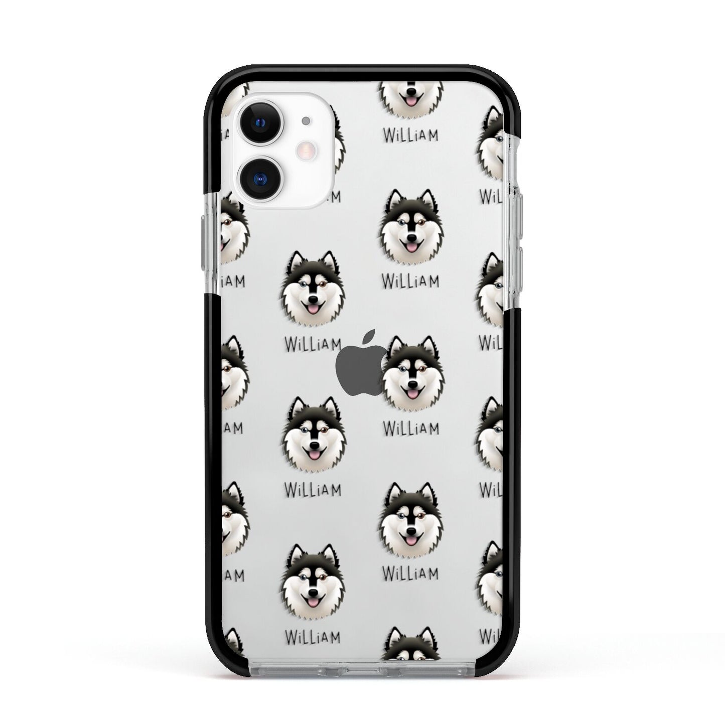 Alaskan Klee Kai Icon with Name Apple iPhone 11 in White with Black Impact Case