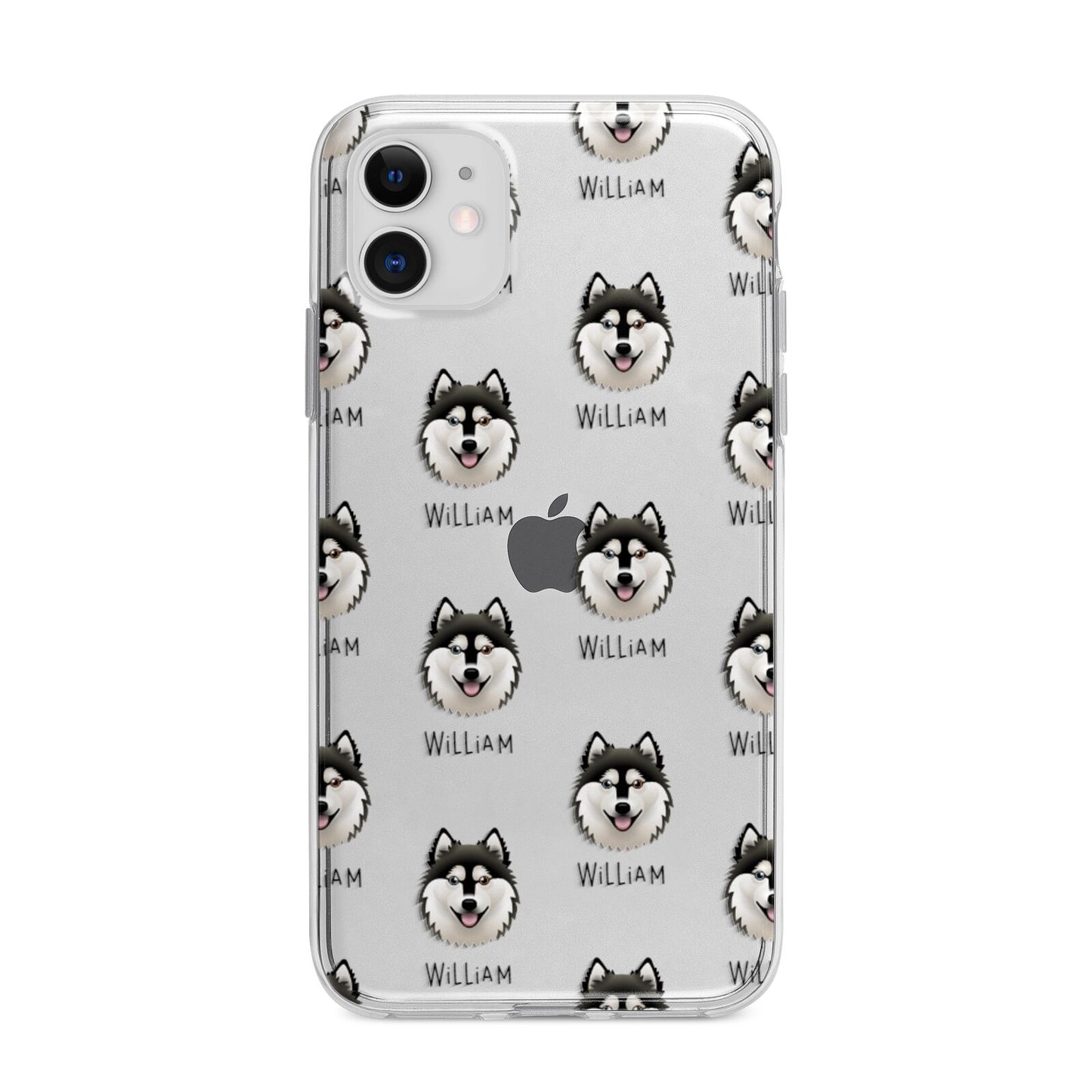 Alaskan Klee Kai Icon with Name Apple iPhone 11 in White with Bumper Case
