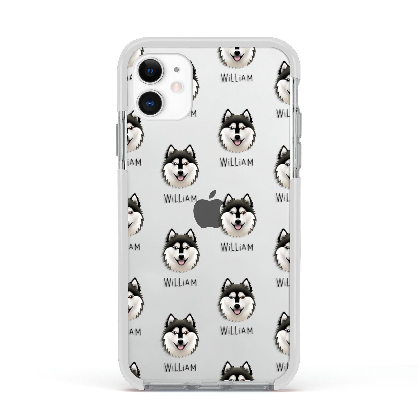 Alaskan Klee Kai Icon with Name Apple iPhone 11 in White with White Impact Case