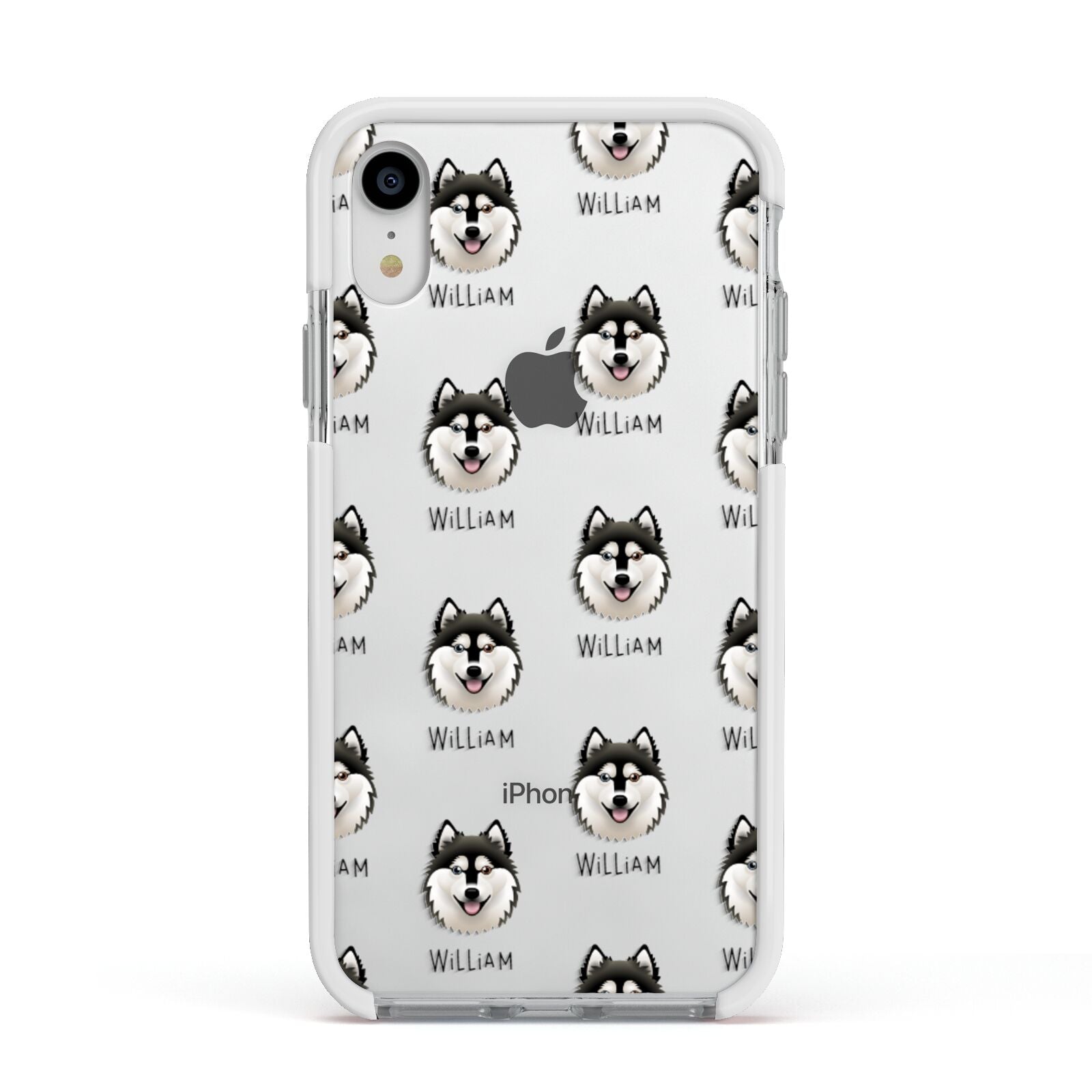Alaskan Klee Kai Icon with Name Apple iPhone XR Impact Case White Edge on Silver Phone