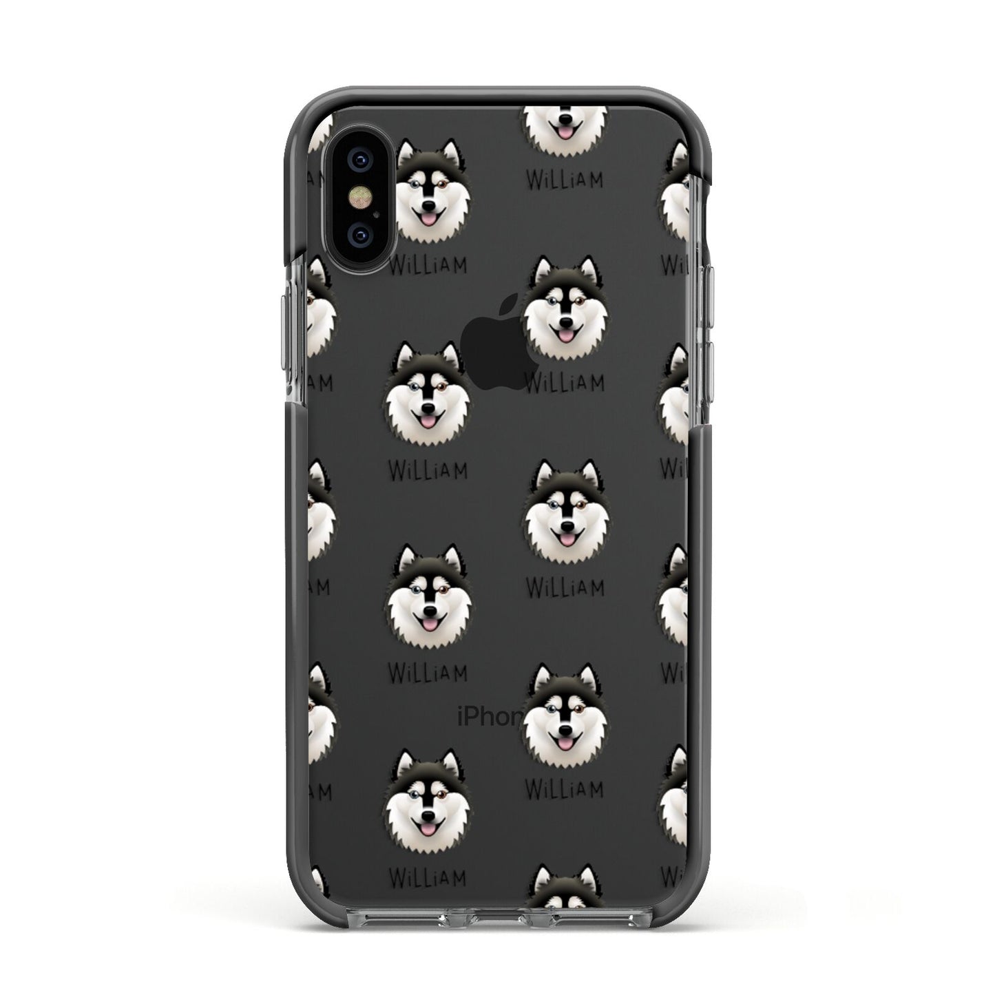 Alaskan Klee Kai Icon with Name Apple iPhone Xs Impact Case Black Edge on Black Phone