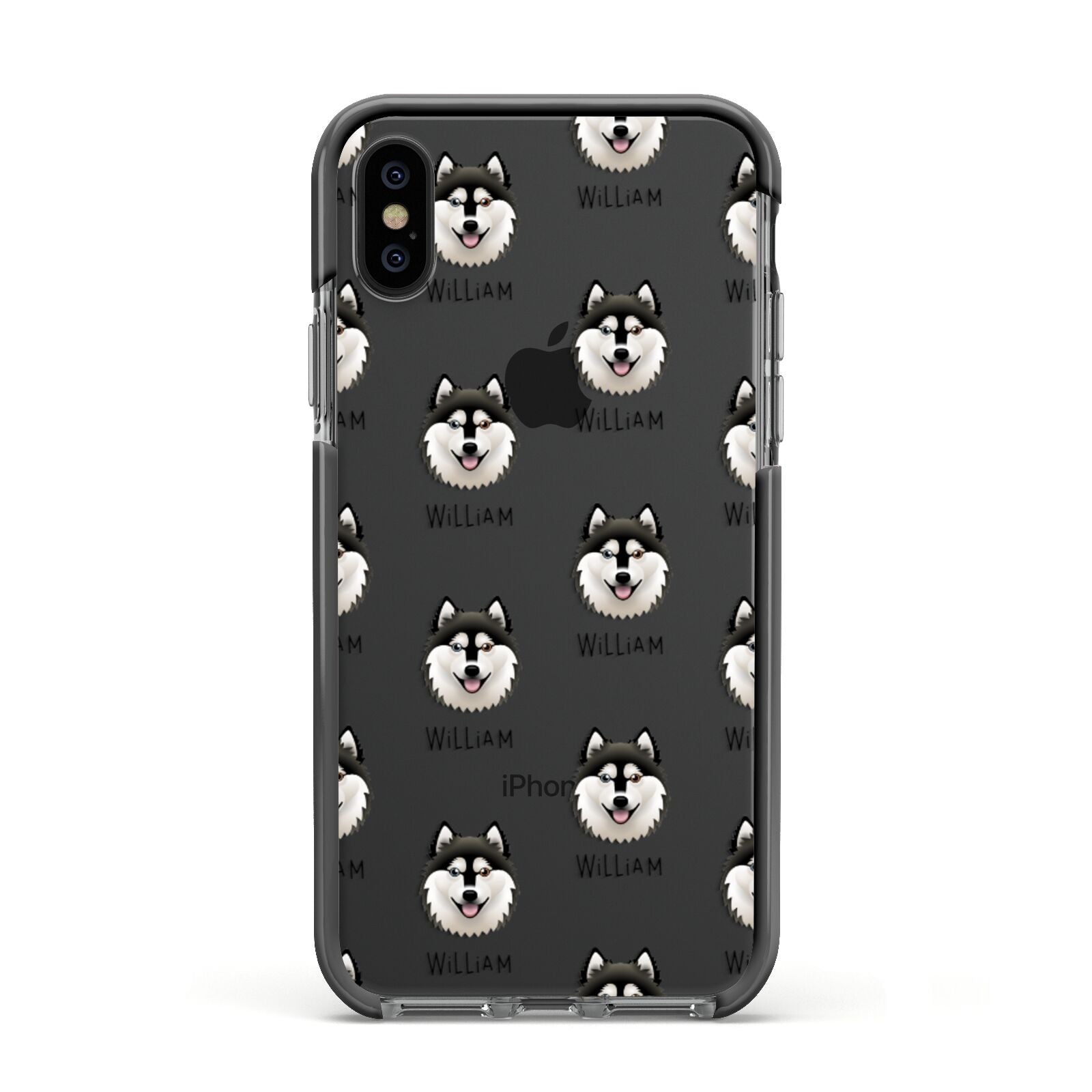 Alaskan Klee Kai Icon with Name Apple iPhone Xs Impact Case Black Edge on Black Phone