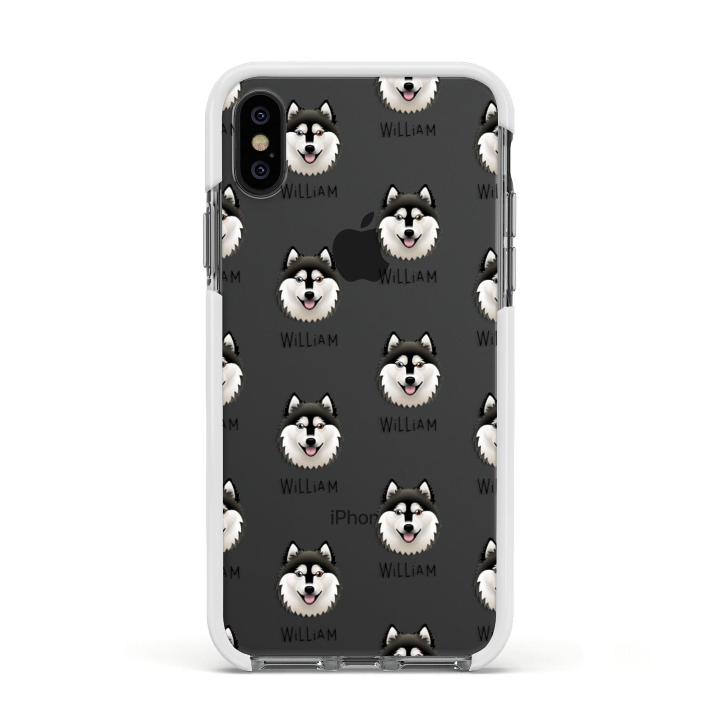 Alaskan Klee Kai Icon with Name Apple iPhone Xs Impact Case White Edge on Black Phone