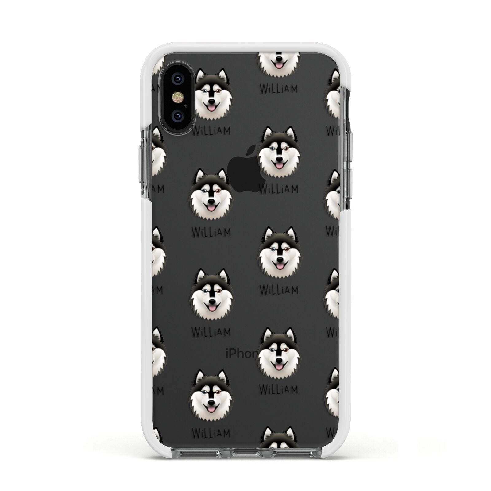 Alaskan Klee Kai Icon with Name Apple iPhone Xs Impact Case White Edge on Black Phone