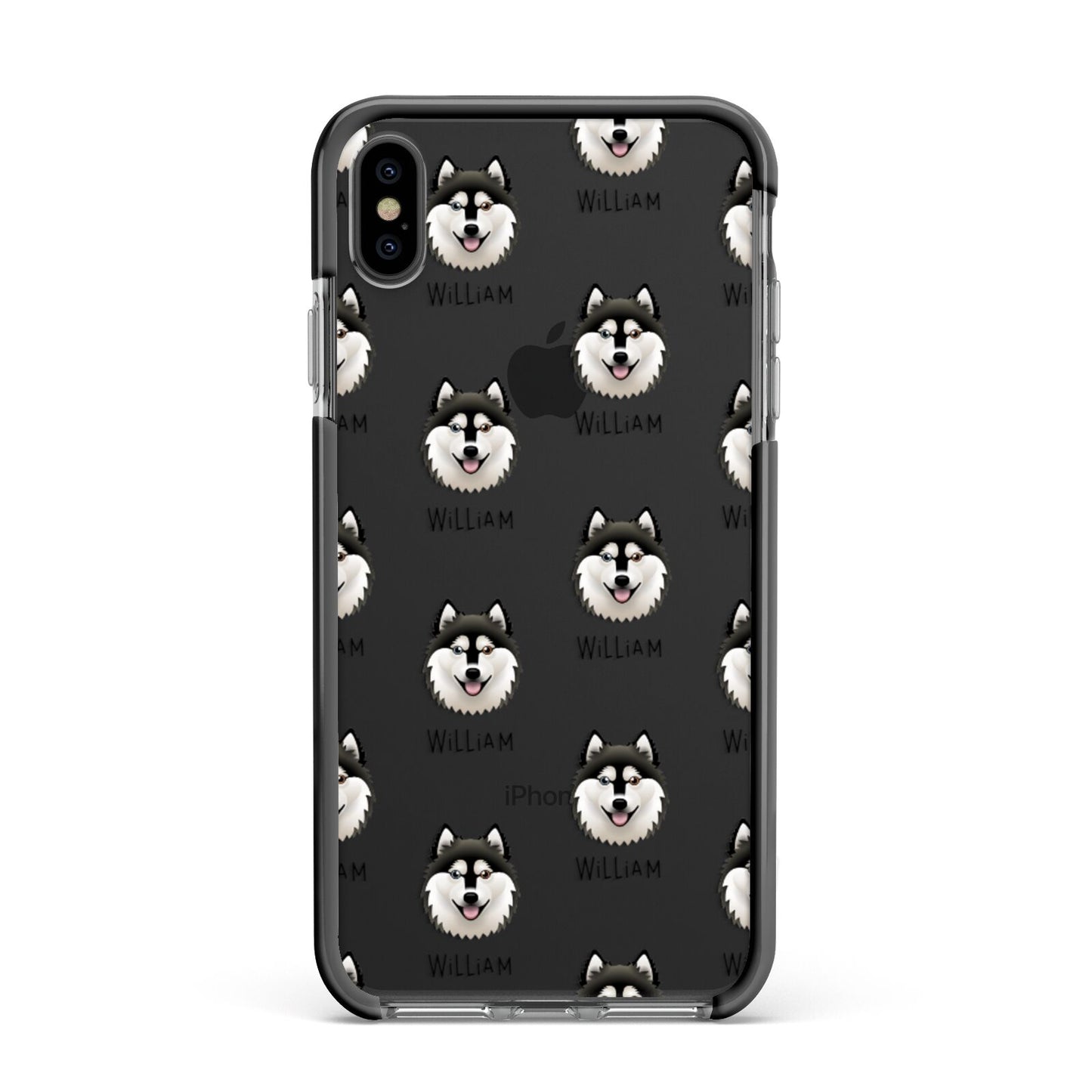 Alaskan Klee Kai Icon with Name Apple iPhone Xs Max Impact Case Black Edge on Black Phone