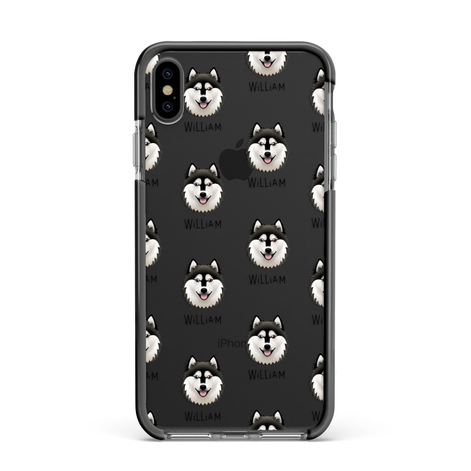 Alaskan Klee Kai Icon with Name Apple iPhone Xs Max Impact Case Black Edge on Black Phone