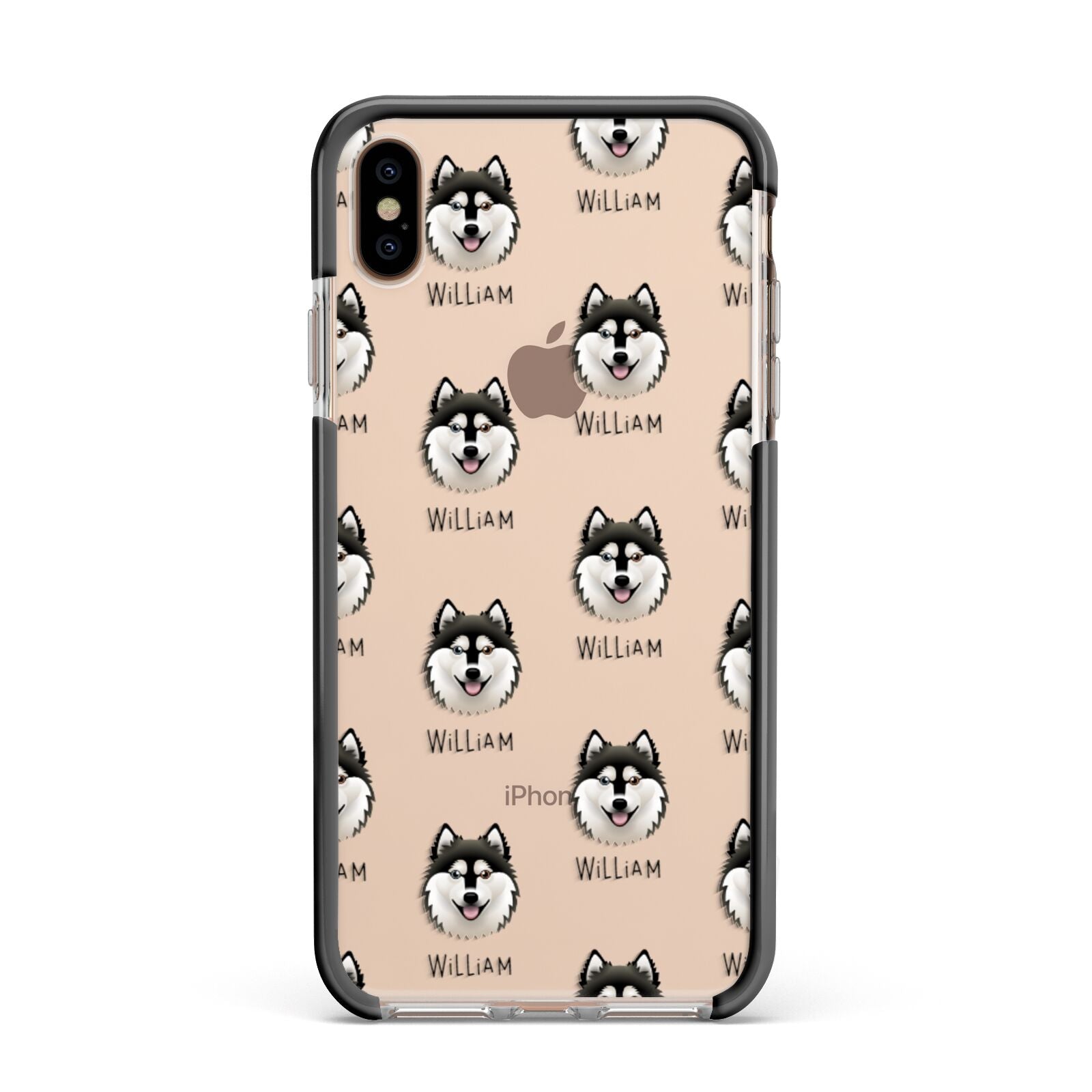 Alaskan Klee Kai Icon with Name Apple iPhone Xs Max Impact Case Black Edge on Gold Phone