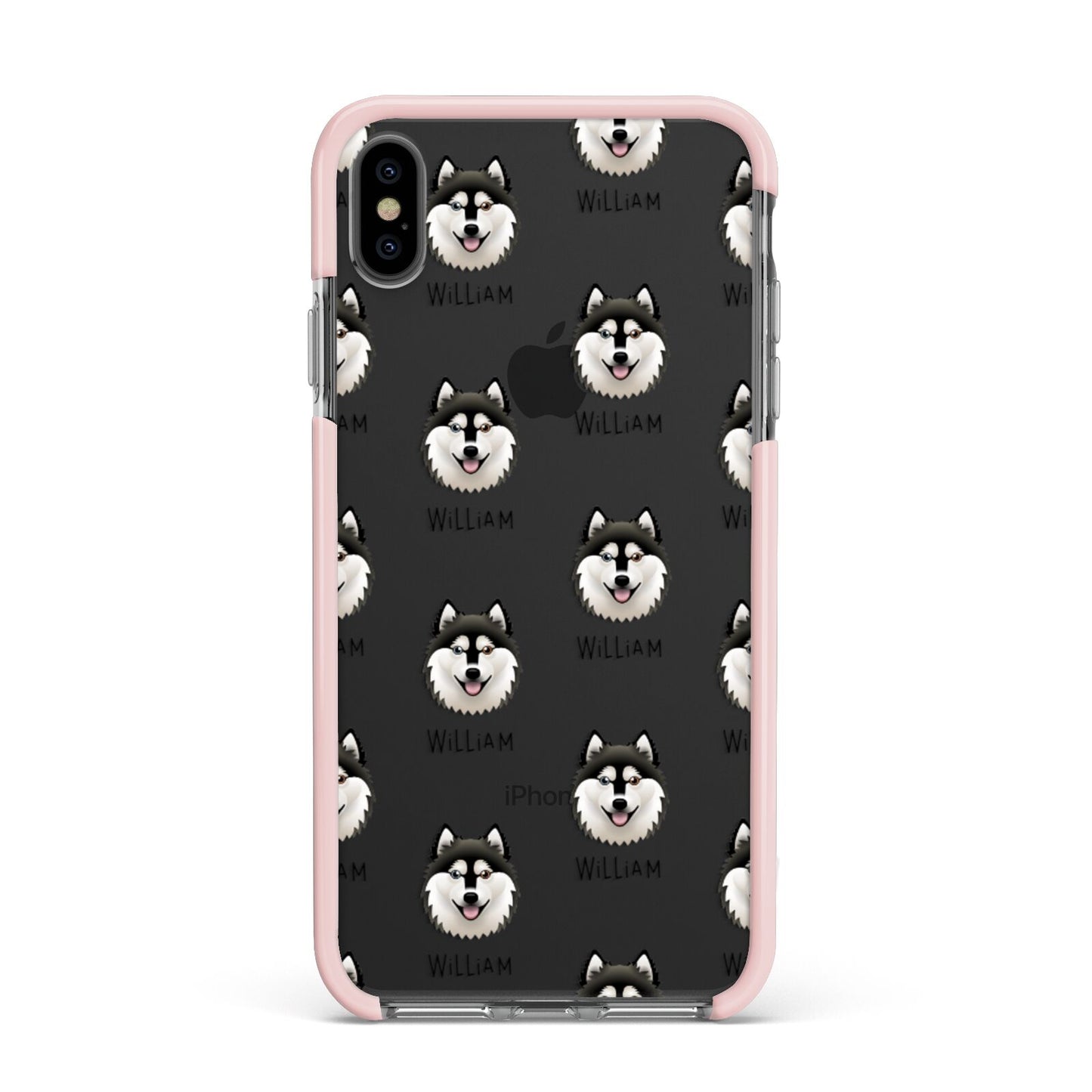 Alaskan Klee Kai Icon with Name Apple iPhone Xs Max Impact Case Pink Edge on Black Phone