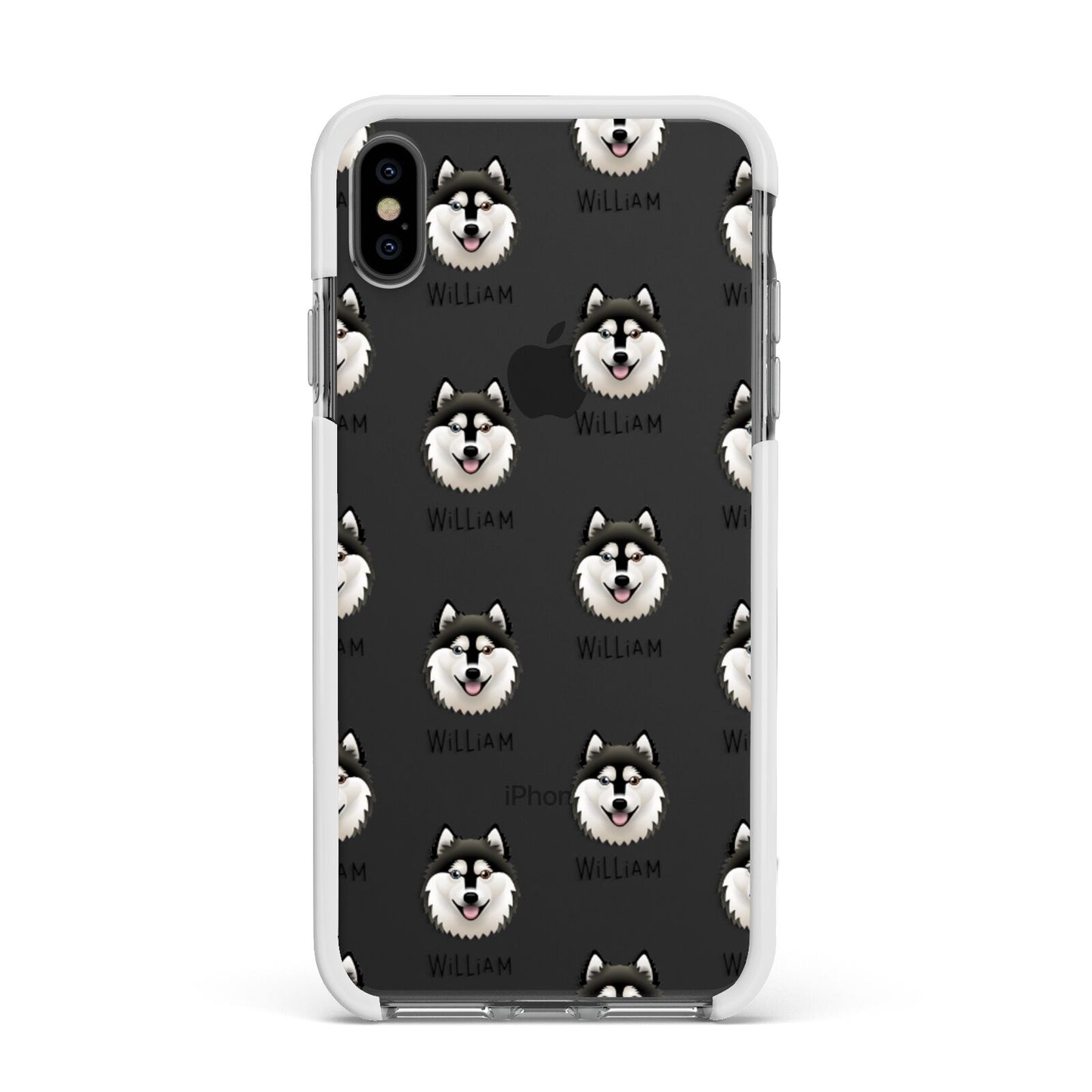 Alaskan Klee Kai Icon with Name Apple iPhone Xs Max Impact Case White Edge on Black Phone