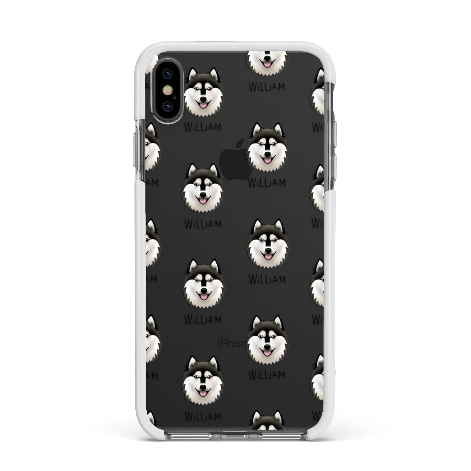 Alaskan Klee Kai Icon with Name Apple iPhone Xs Max Impact Case White Edge on Black Phone