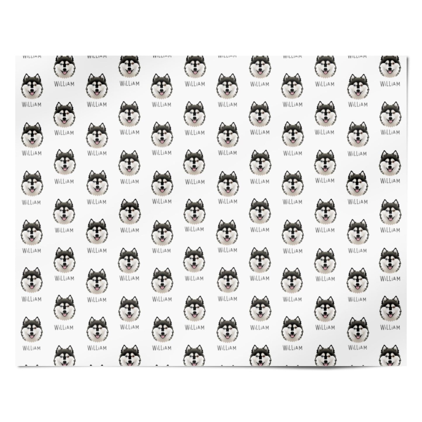 Alaskan Klee Kai Icon with Name Personalised Wrapping Paper Alternative