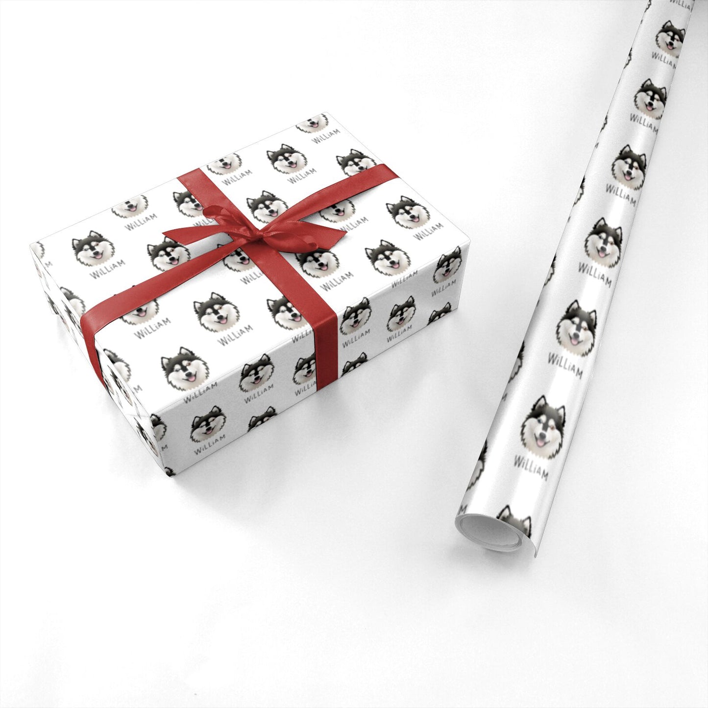 Alaskan Klee Kai Icon with Name Personalised Wrapping Paper