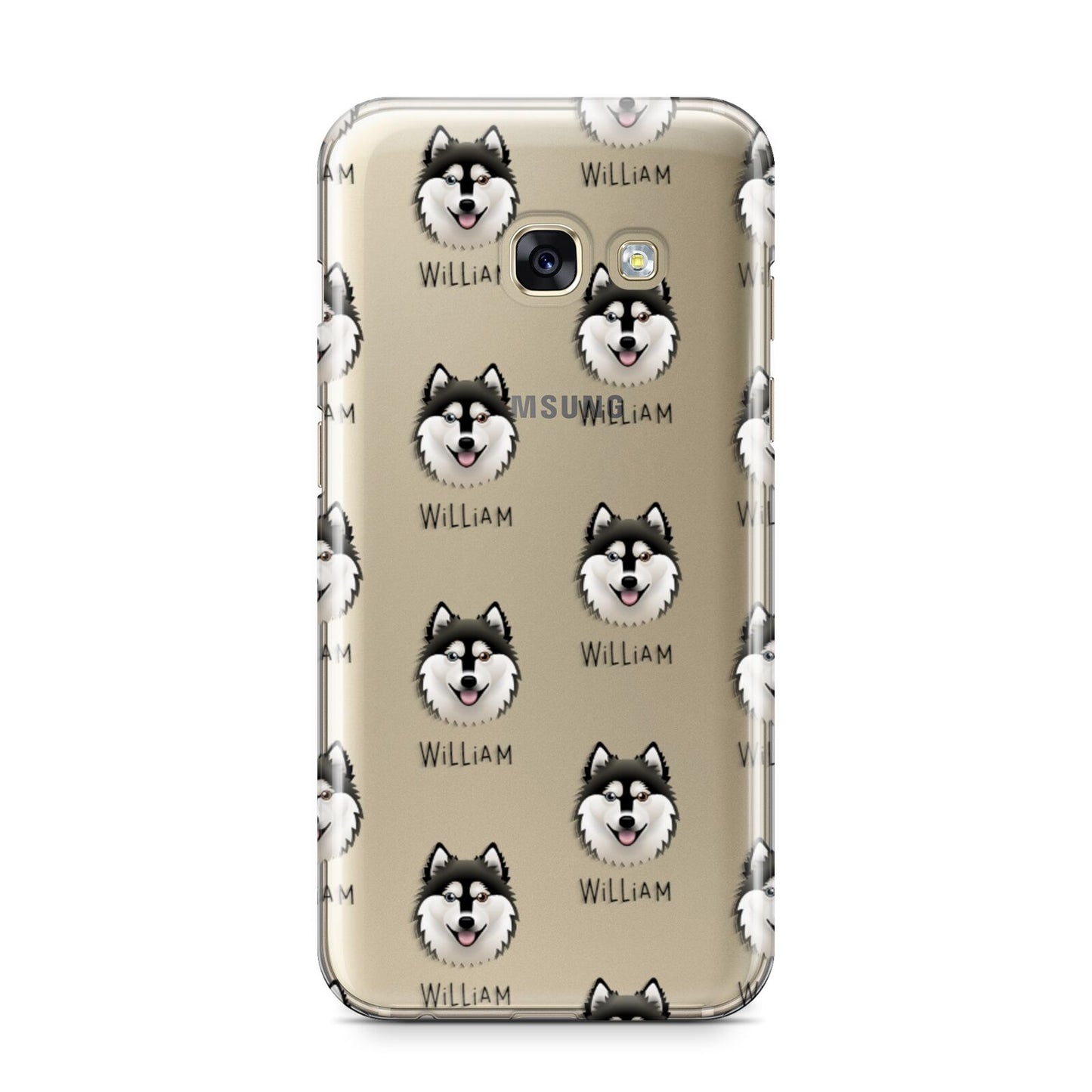 Alaskan Klee Kai Icon with Name Samsung Galaxy A3 2017 Case on gold phone