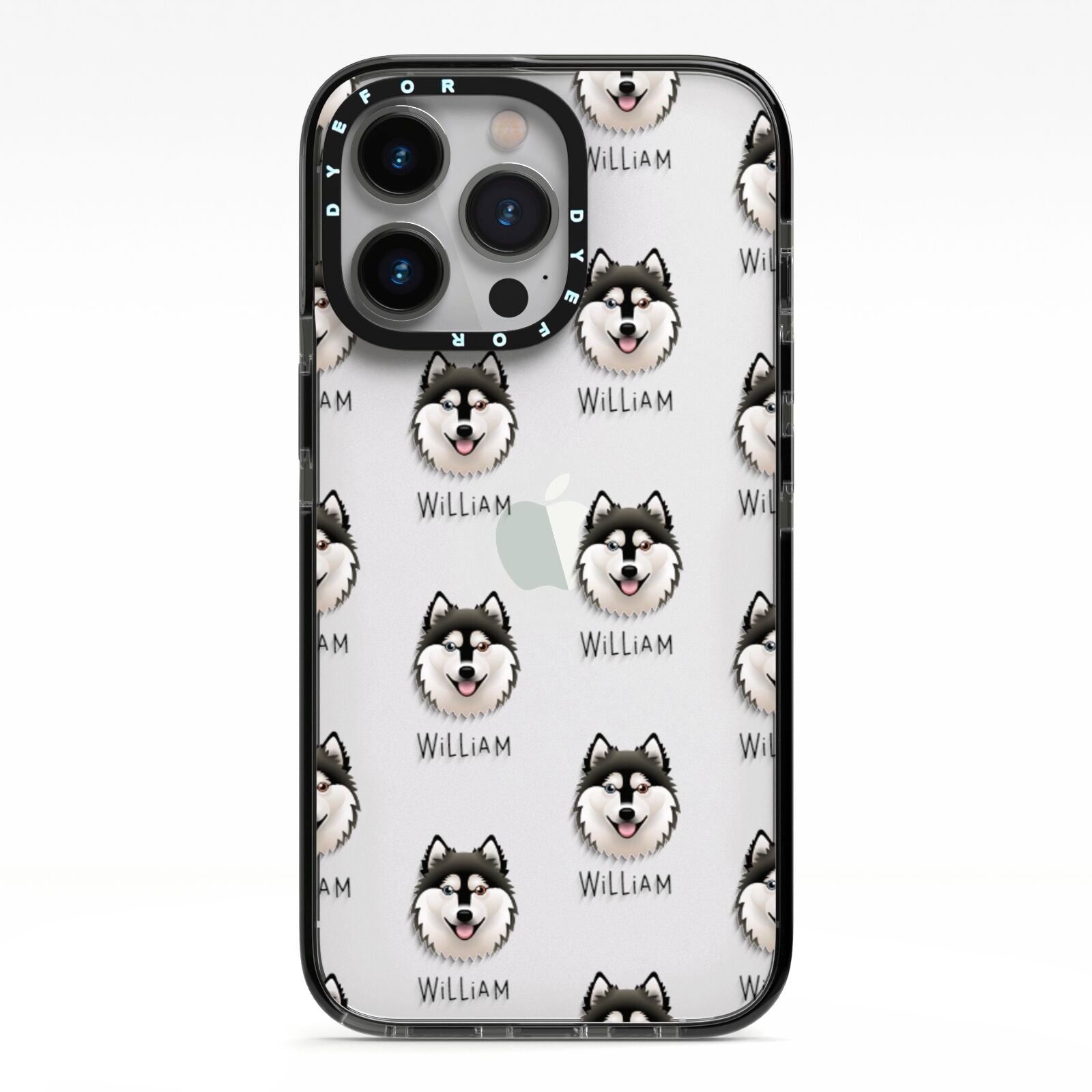 Alaskan Klee Kai Icon with Name iPhone 13 Pro Black Impact Case on Silver phone