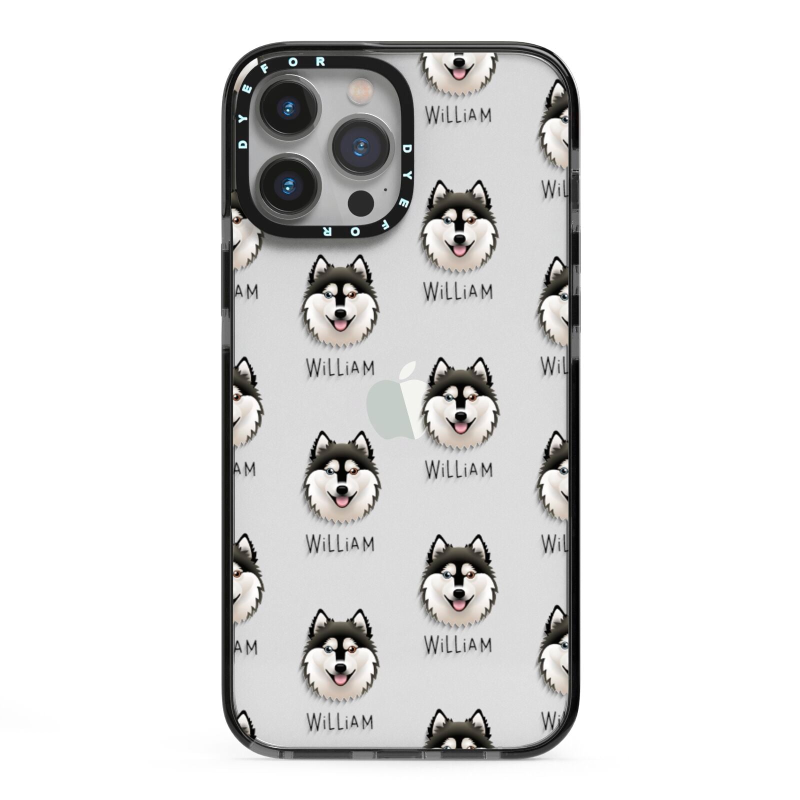 Alaskan Klee Kai Icon with Name iPhone 13 Pro Max Black Impact Case on Silver phone