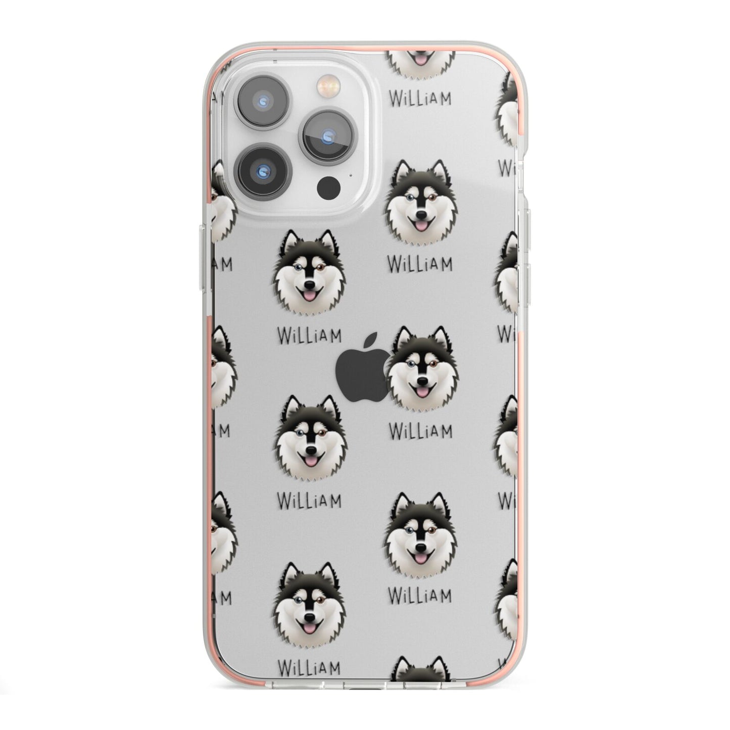Alaskan Klee Kai Icon with Name iPhone 13 Pro Max TPU Impact Case with Pink Edges