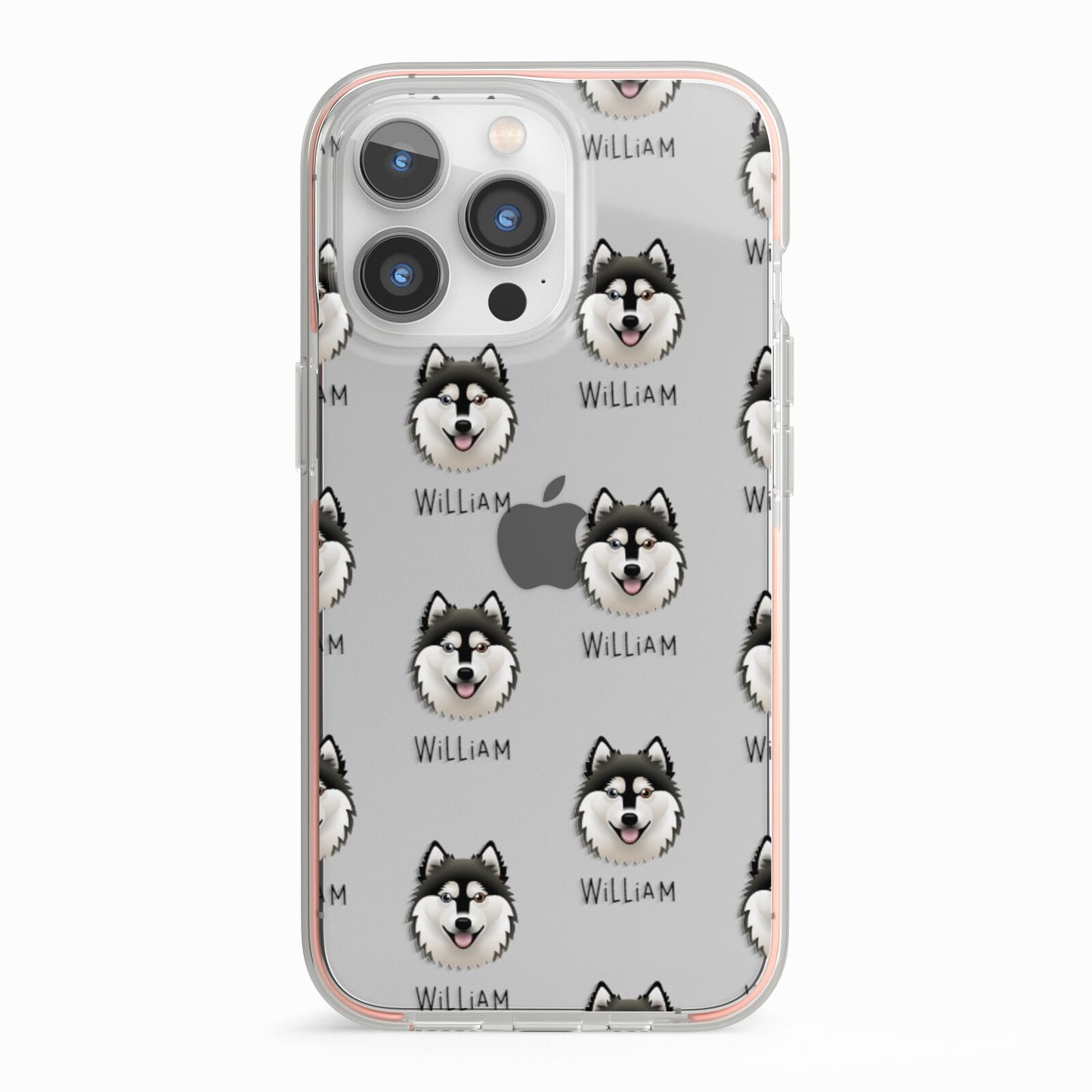 Alaskan Klee Kai Icon with Name iPhone 13 Pro TPU Impact Case with Pink Edges