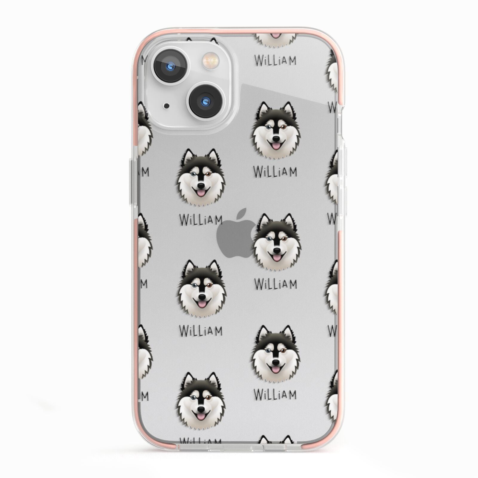 Alaskan Klee Kai Icon with Name iPhone 13 TPU Impact Case with Pink Edges
