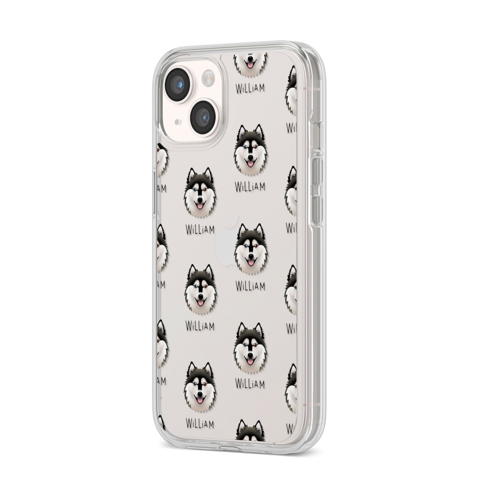 Alaskan Klee Kai Icon with Name iPhone 14 Clear Tough Case Starlight Angled Image