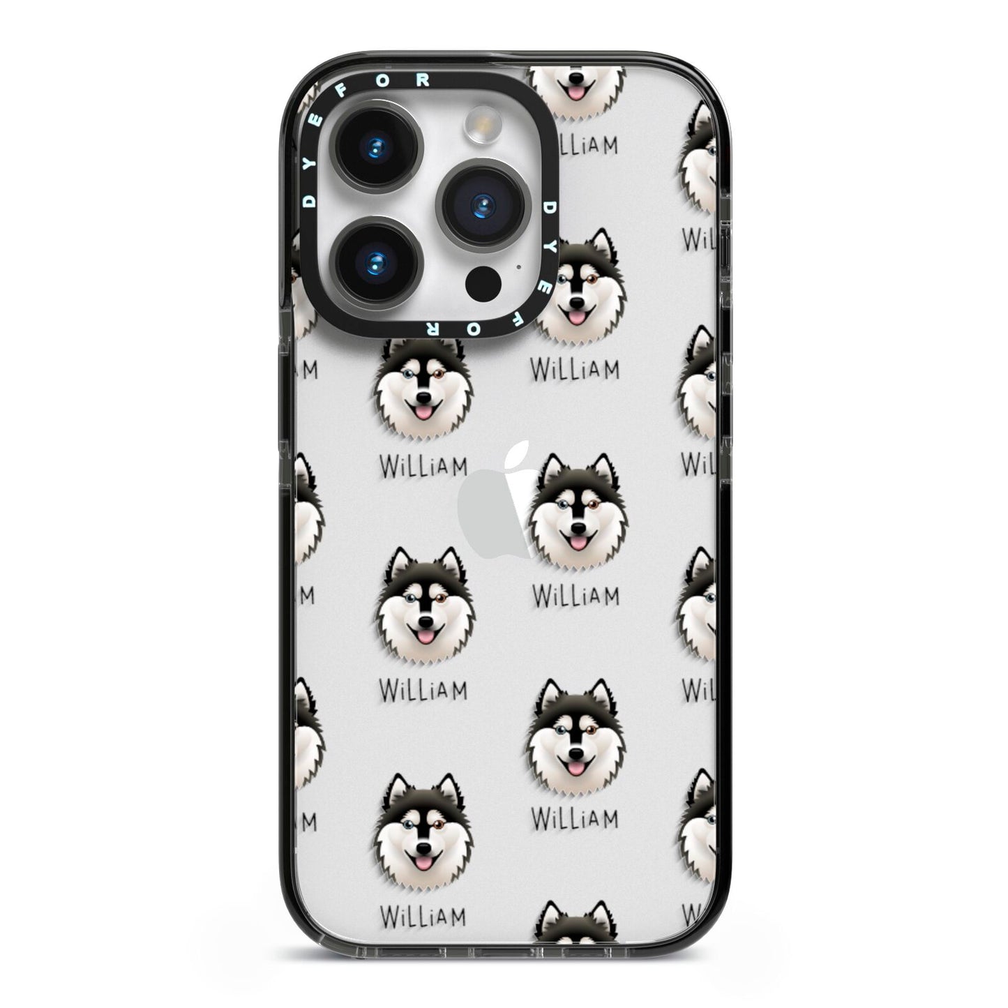 Alaskan Klee Kai Icon with Name iPhone 14 Pro Black Impact Case on Silver phone
