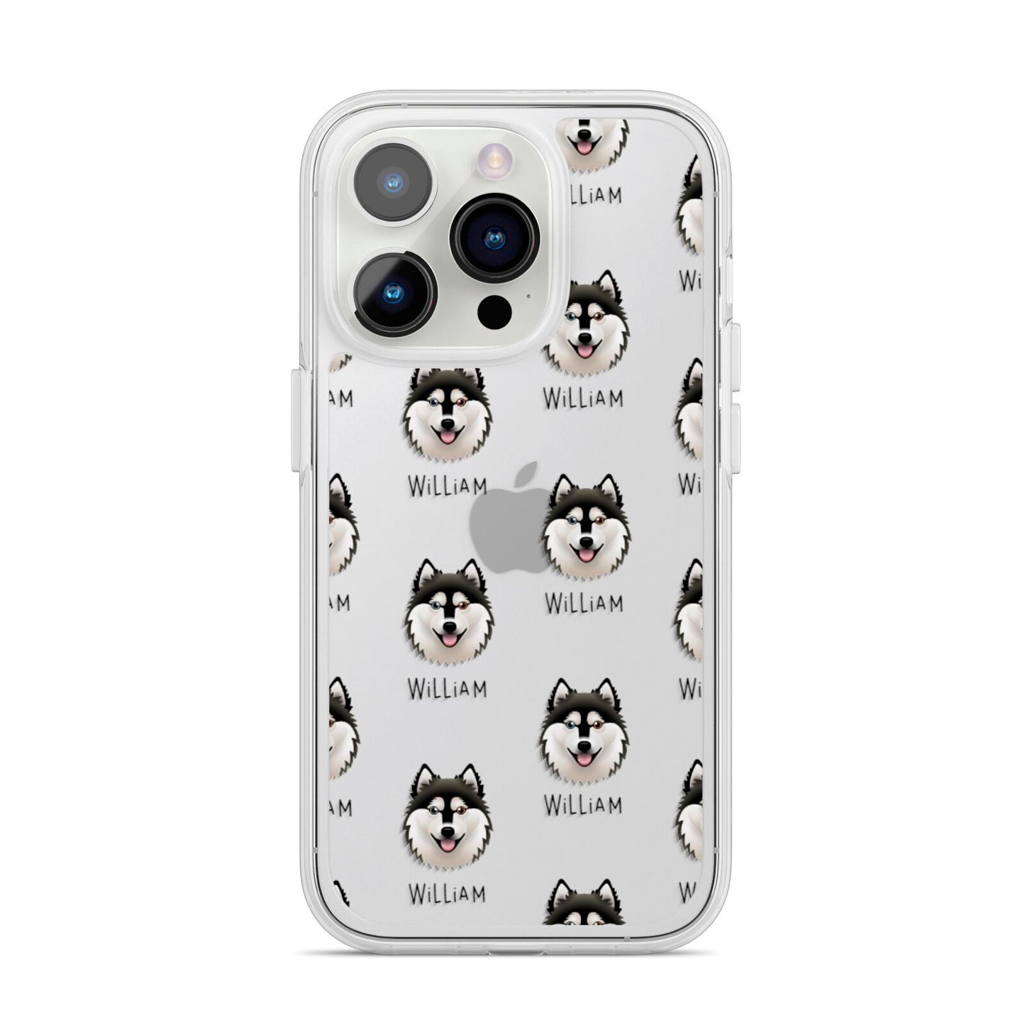 Alaskan Klee Kai Icon with Name iPhone 14 Pro Clear Tough Case Silver