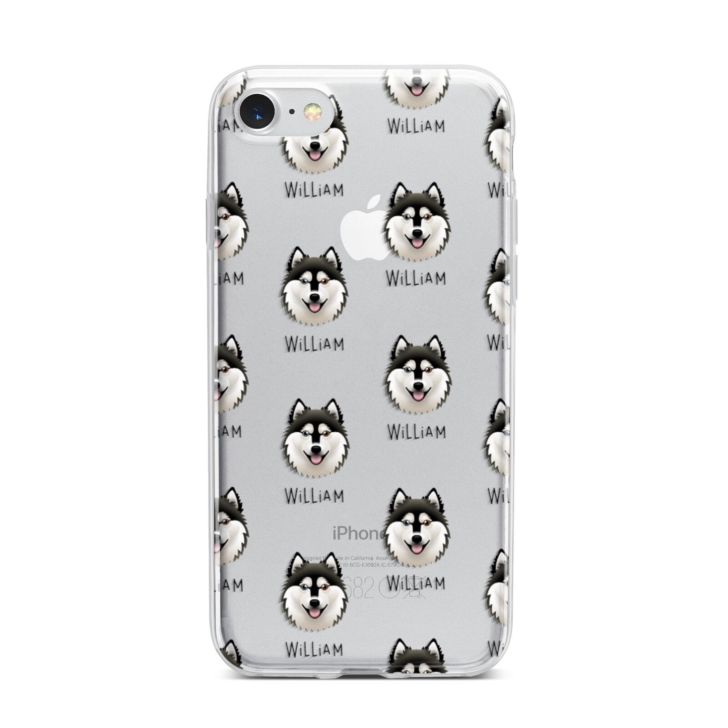 Alaskan Klee Kai Icon with Name iPhone 7 Bumper Case on Silver iPhone