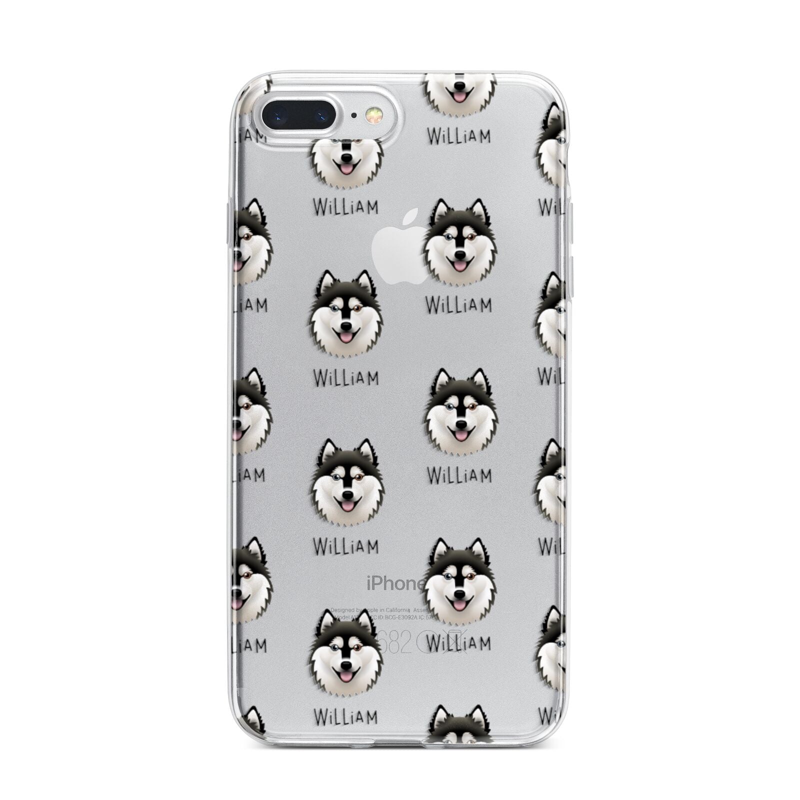 Alaskan Klee Kai Icon with Name iPhone 7 Plus Bumper Case on Silver iPhone