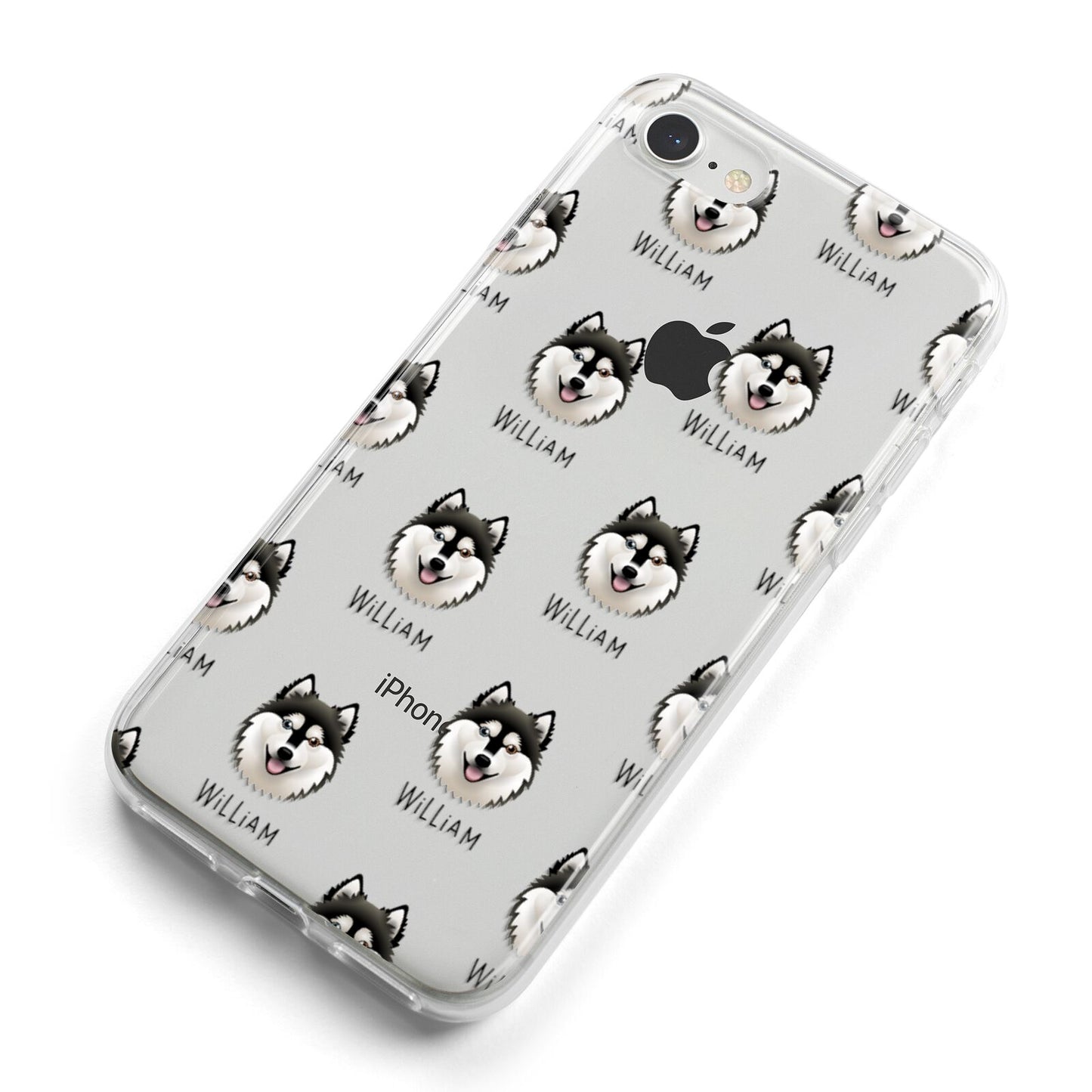 Alaskan Klee Kai Icon with Name iPhone 8 Bumper Case on Silver iPhone Alternative Image