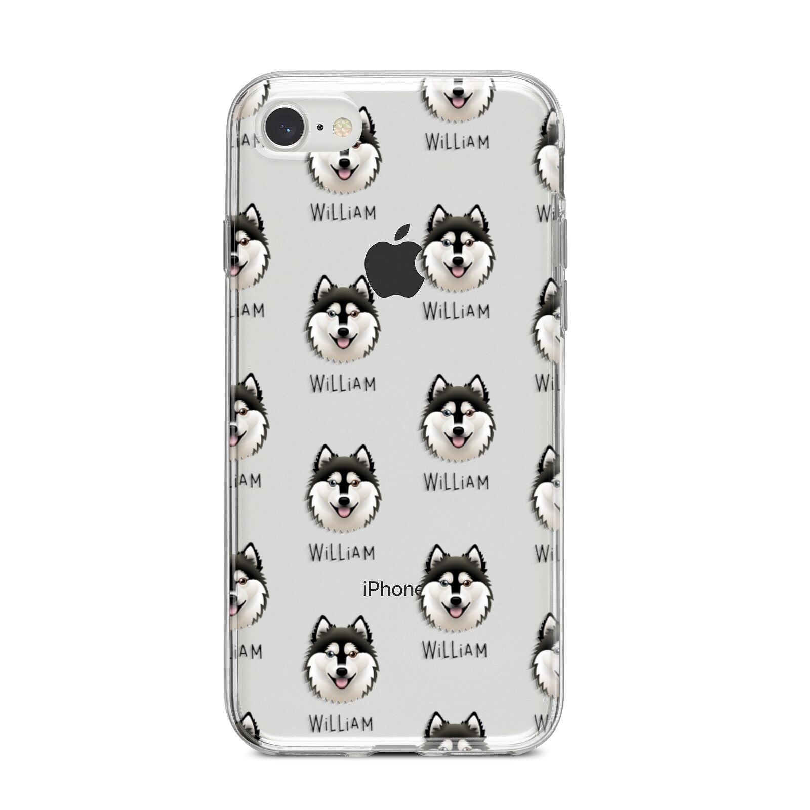 Alaskan Klee Kai Icon with Name iPhone 8 Bumper Case on Silver iPhone