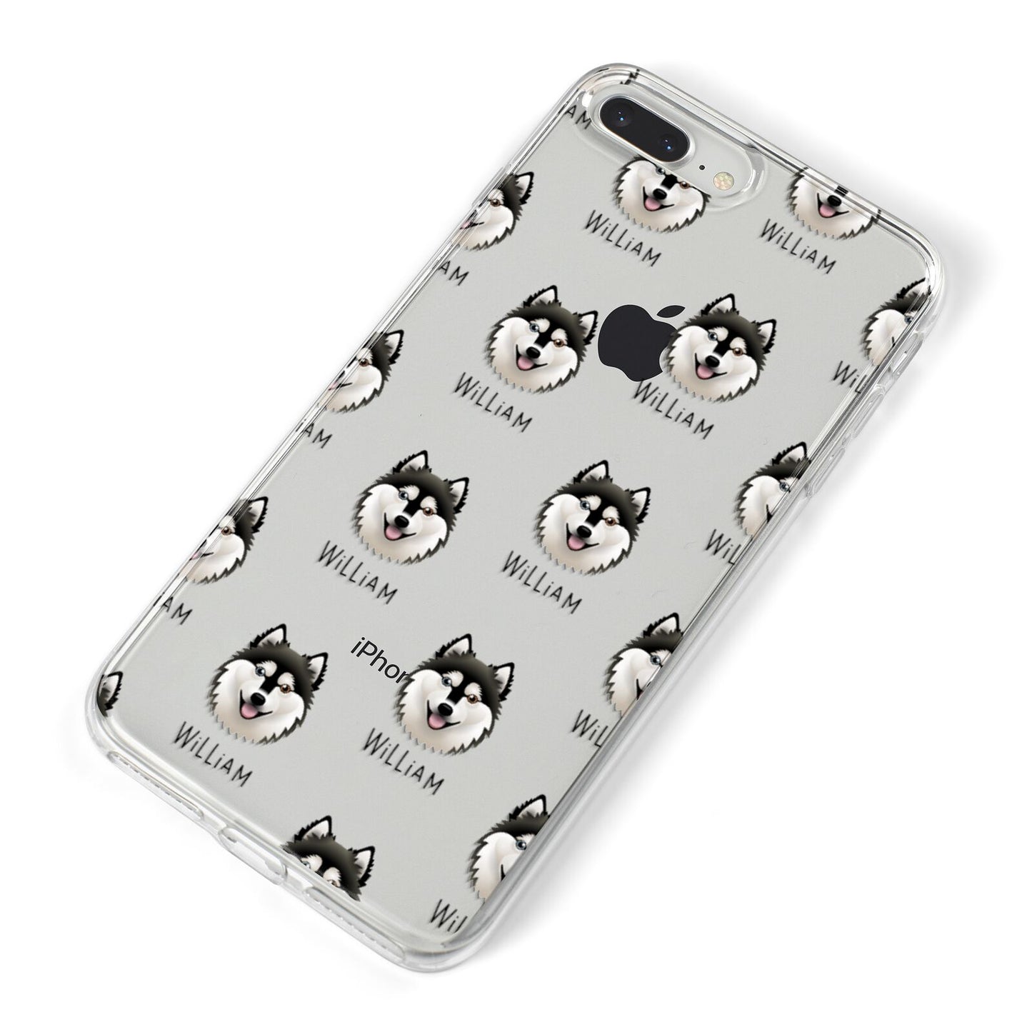 Alaskan Klee Kai Icon with Name iPhone 8 Plus Bumper Case on Silver iPhone Alternative Image