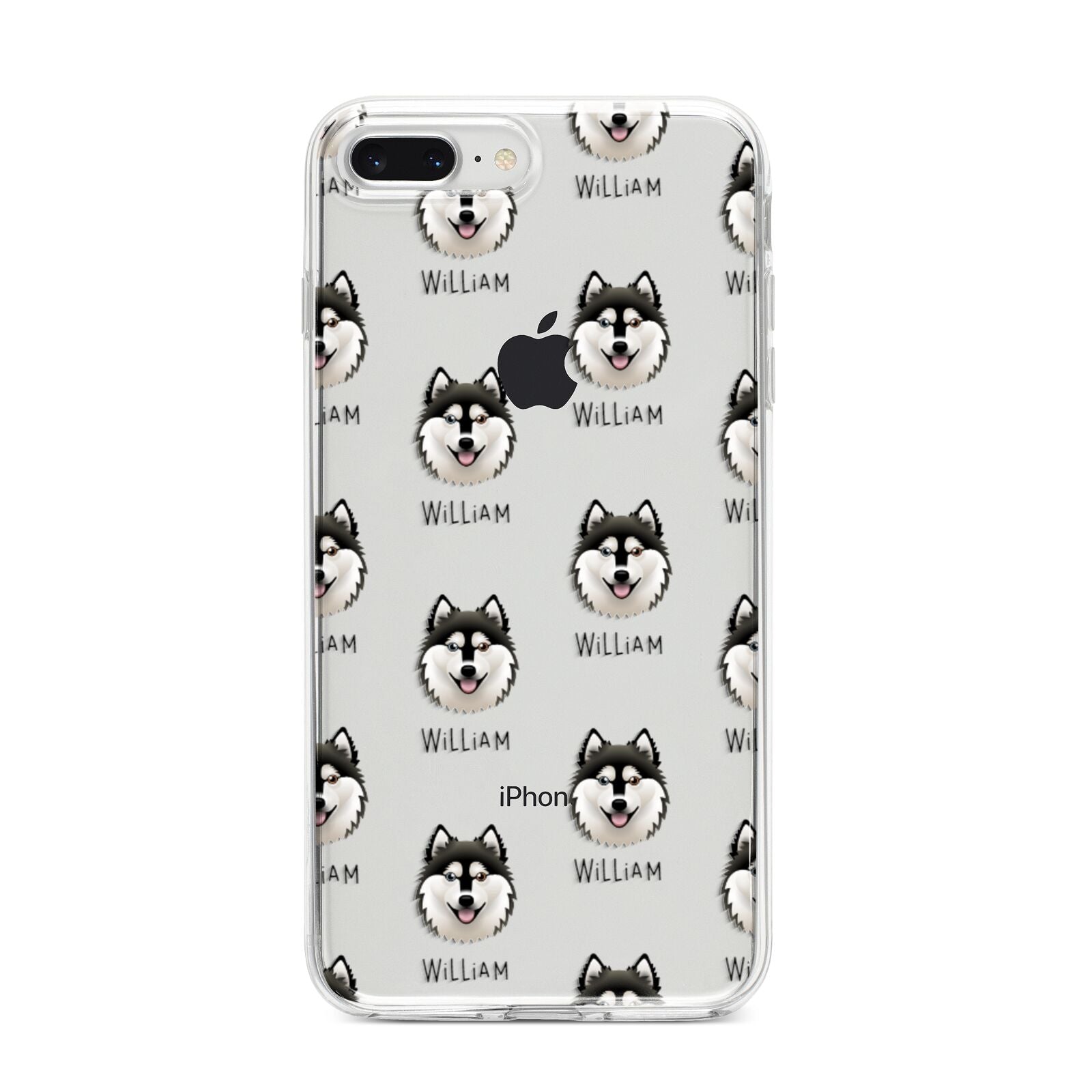 Alaskan Klee Kai Icon with Name iPhone 8 Plus Bumper Case on Silver iPhone