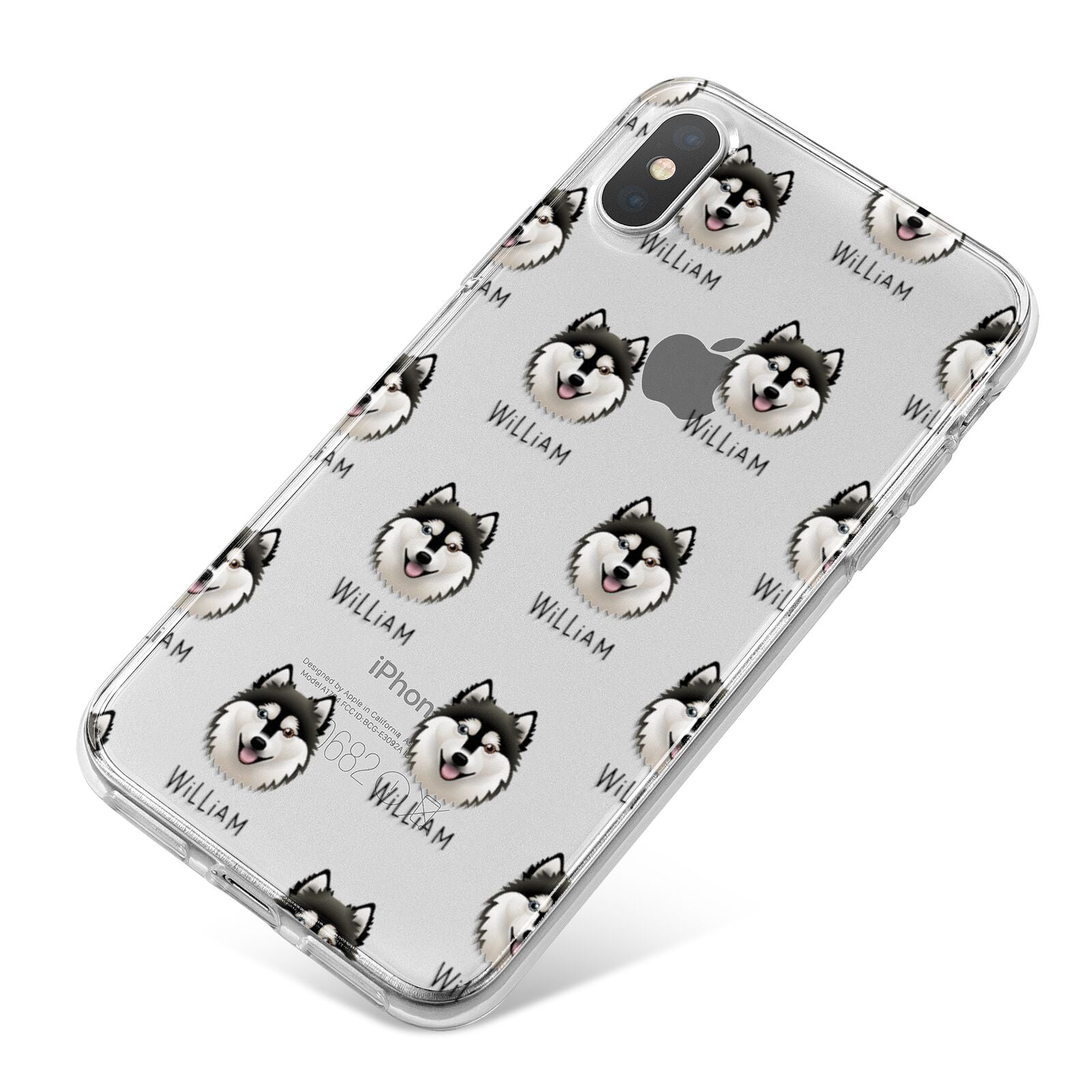 Alaskan Klee Kai Icon with Name iPhone X Bumper Case on Silver iPhone