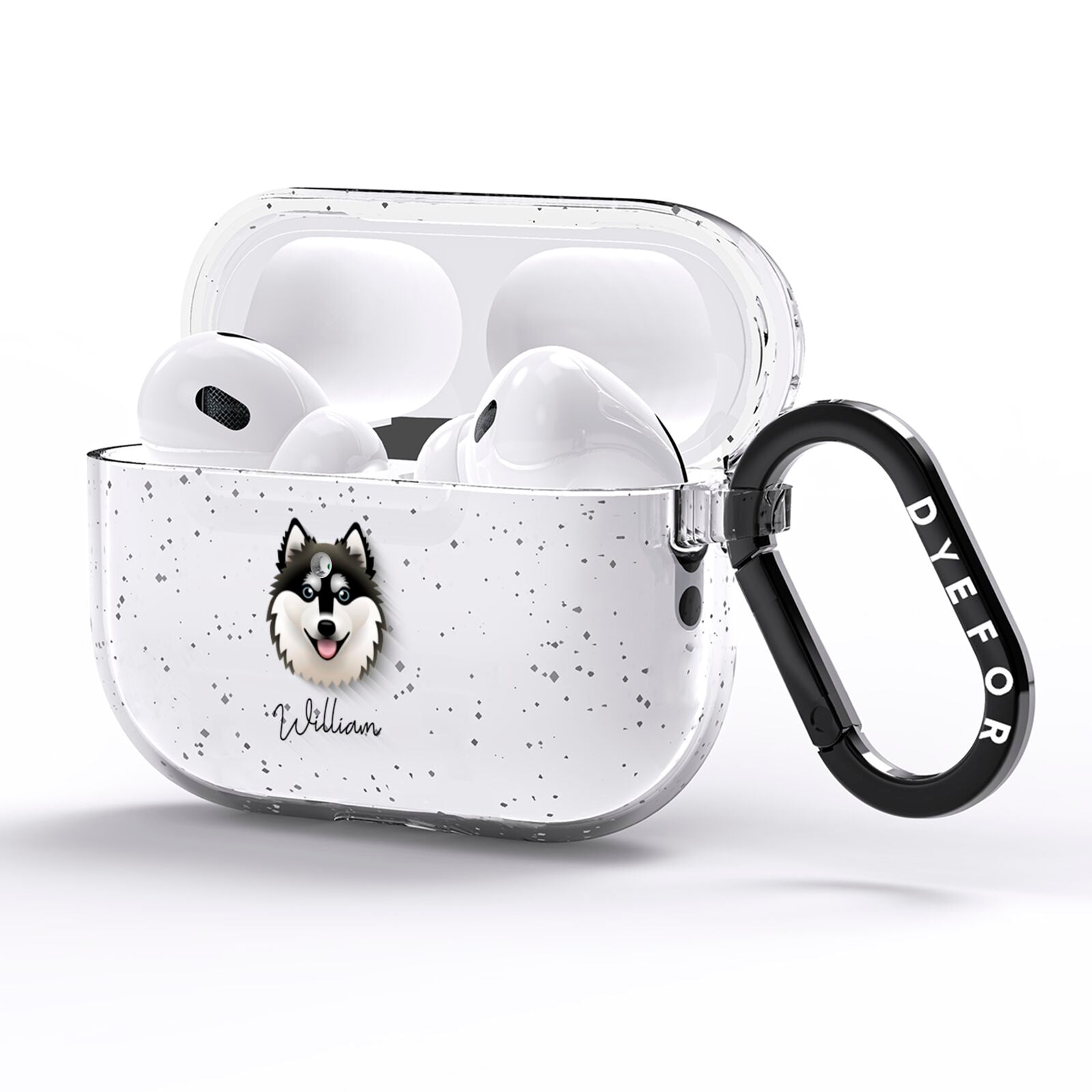 Alaskan Klee Kai Personalised AirPods Pro Glitter Case Side Image