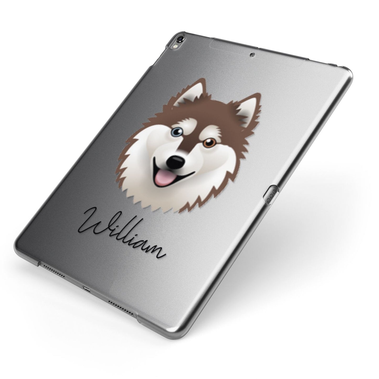 Alaskan Klee Kai Personalised Apple iPad Case on Grey iPad Side View