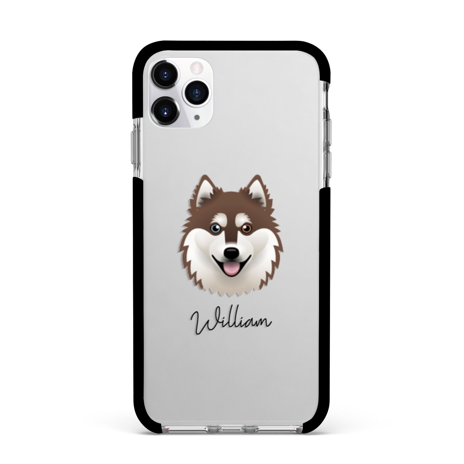 Alaskan Klee Kai Personalised Apple iPhone 11 Pro Max in Silver with Black Impact Case